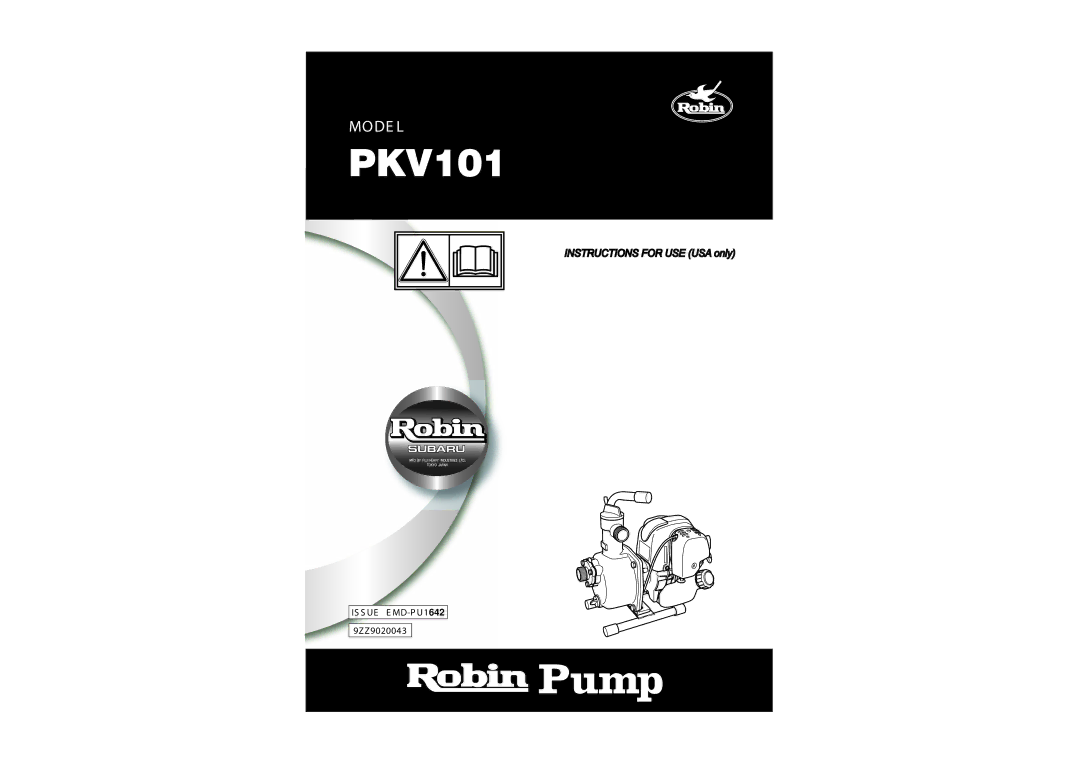 Subaru Robin Power Products PKV101 manual 