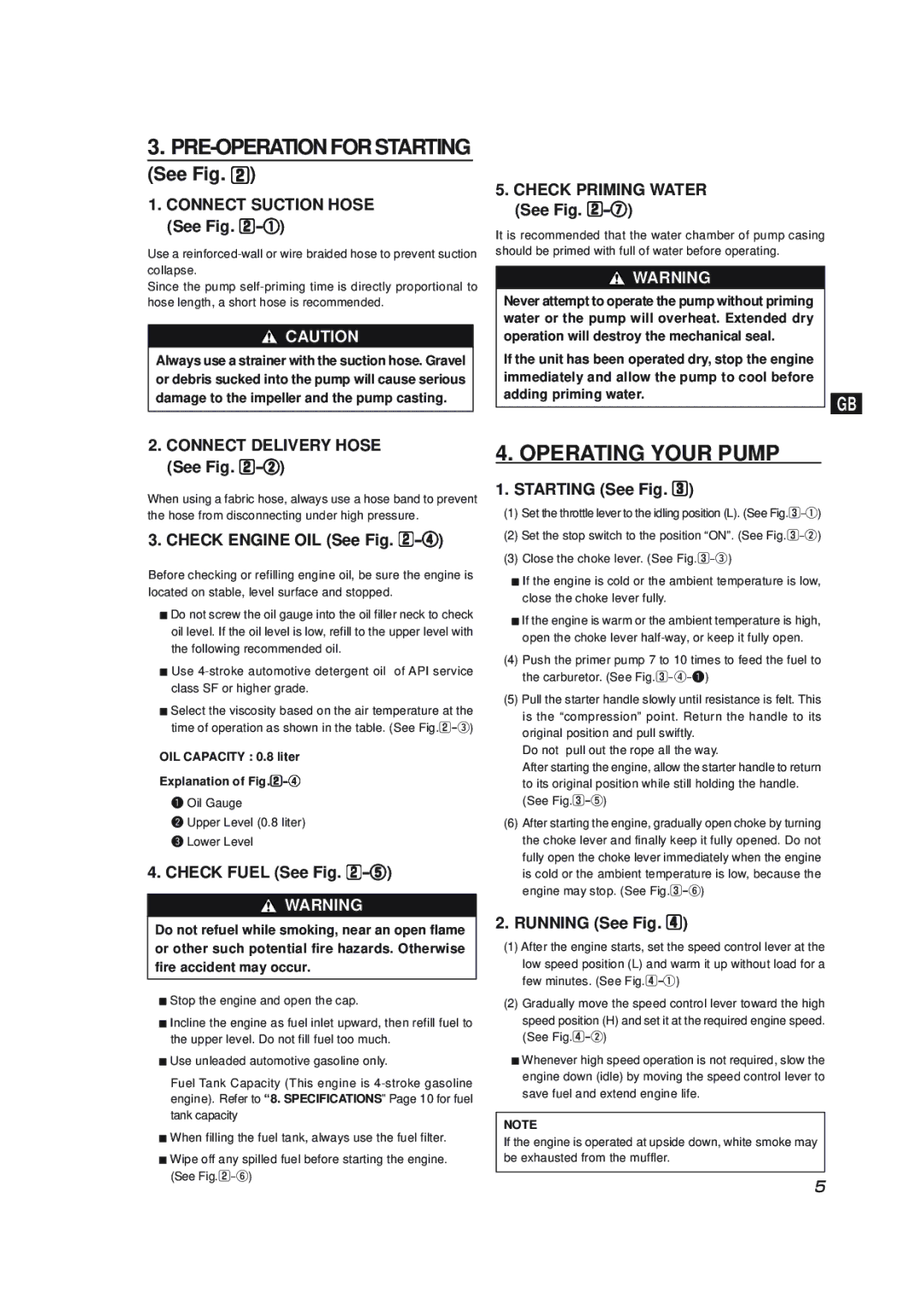 Subaru Robin Power Products PKV101 manual Operating Your Pump 