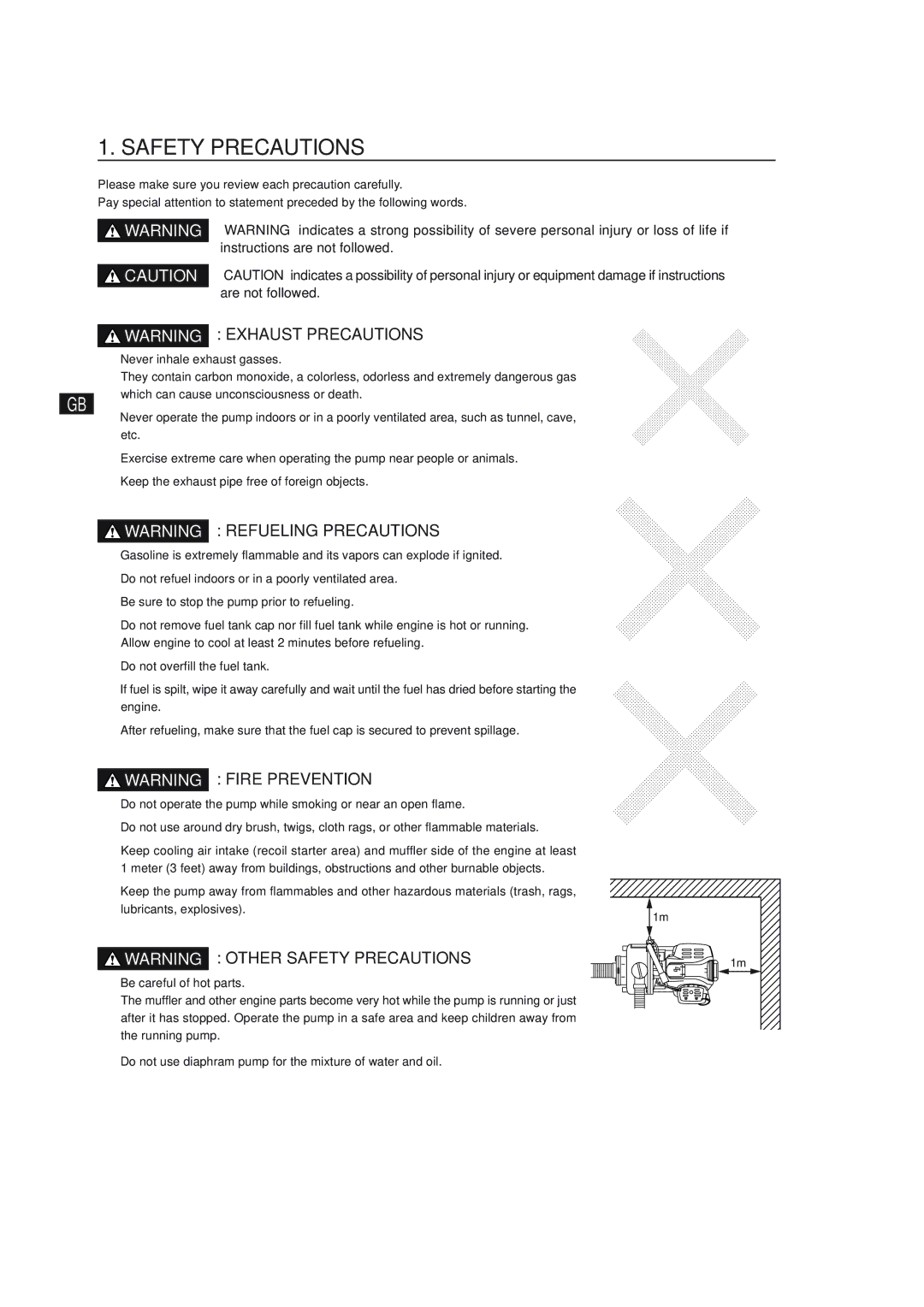 Subaru Robin Power Products PKV101 manual Safety Precautions 