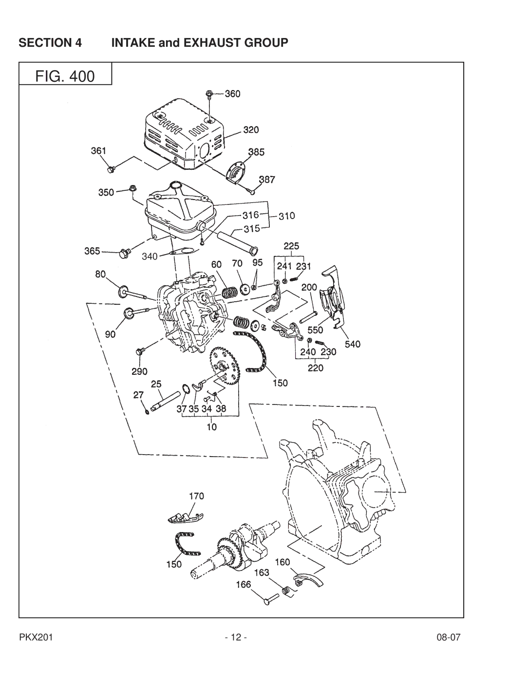 Subaru Robin Power Products PKX201 PUMP manual Intake and Exhaust Group 