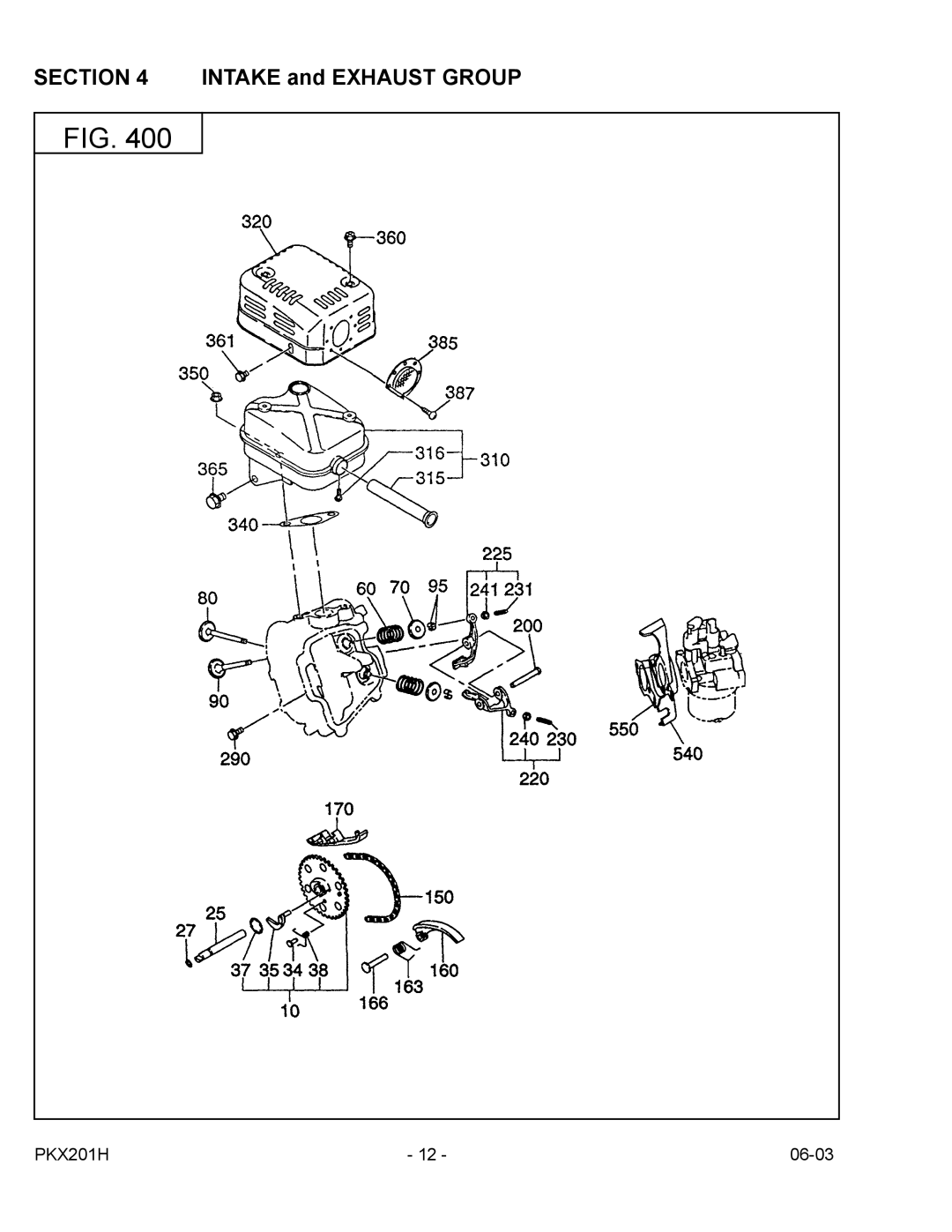 Subaru Robin Power Products PKX201H manual Intake and Exhaust Group 