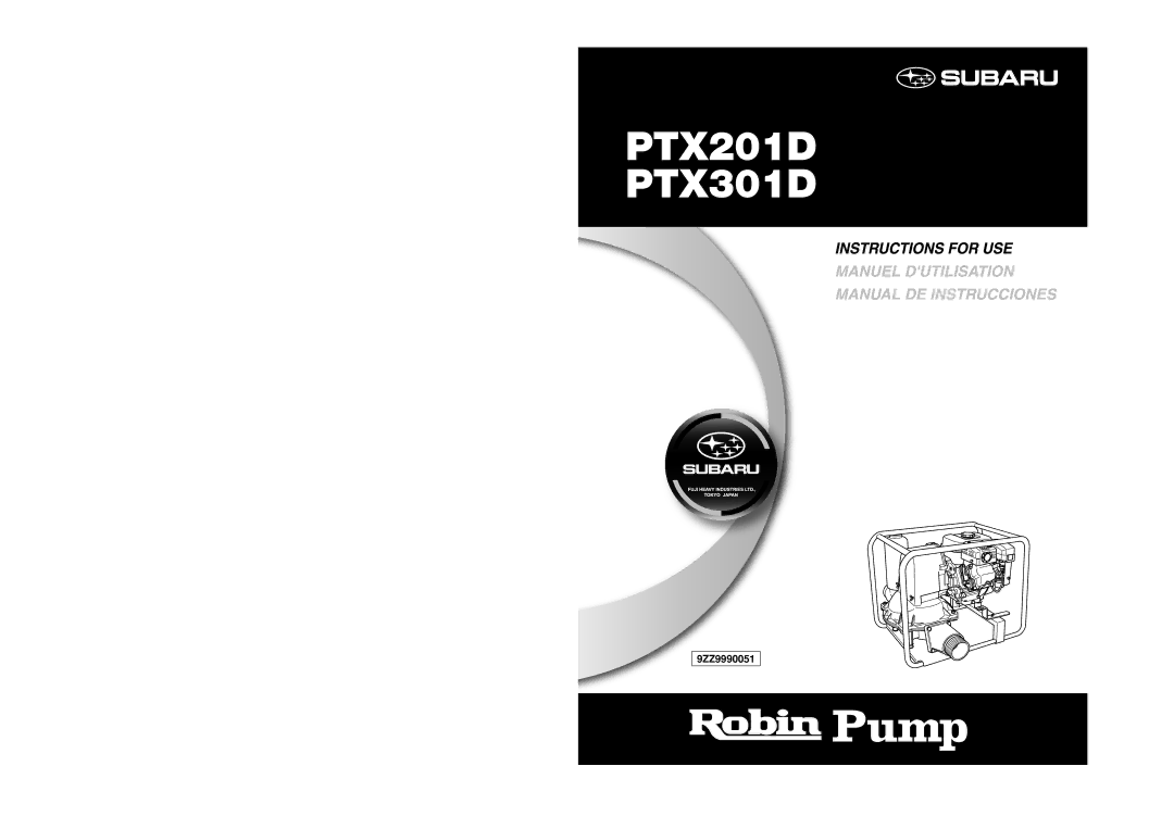 Subaru Robin Power Products manual PTX201D PTX301D 