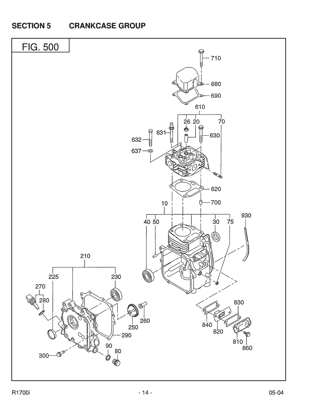 Subaru Robin Power Products PUB-GP6050 manual Crankcase Group, R1700i, 05-04 