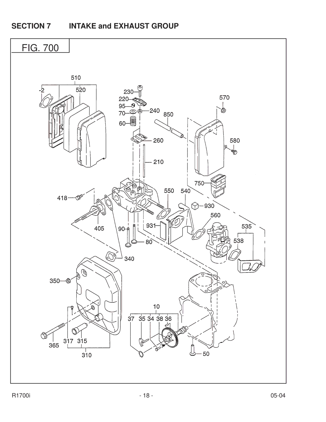 Subaru Robin Power Products PUB-GP6050 manual Intake and Exhaust Group 