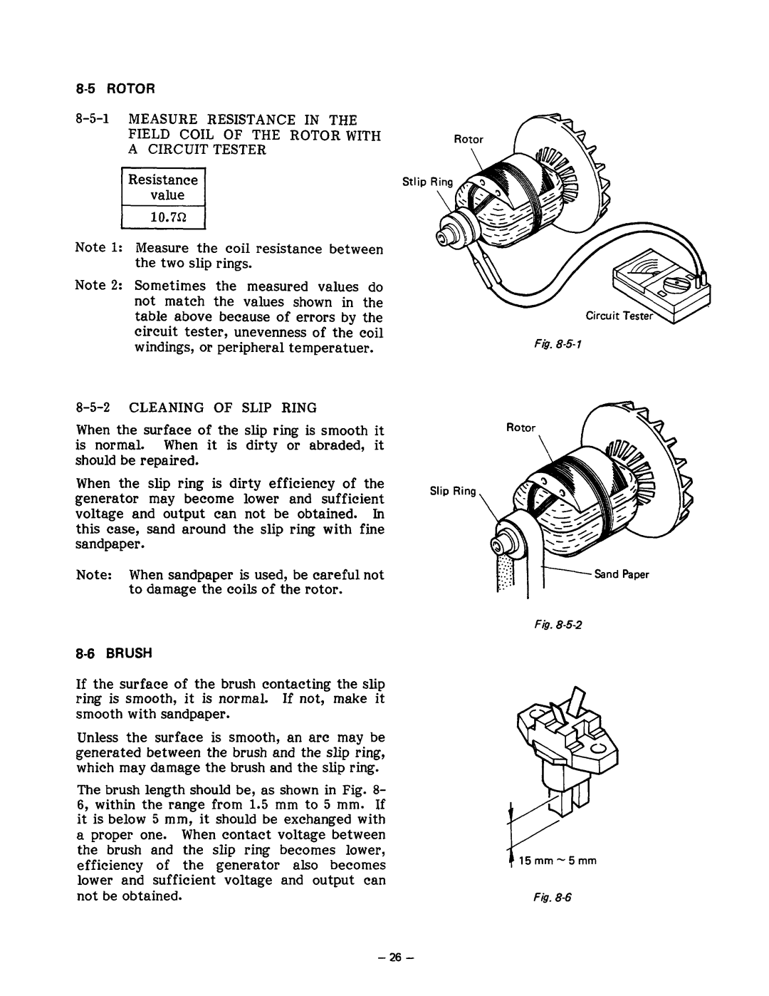 Subaru Robin Power Products R1200 service manual Resistance, Value El 10.7J-z, Cleaning of Slip Ring 