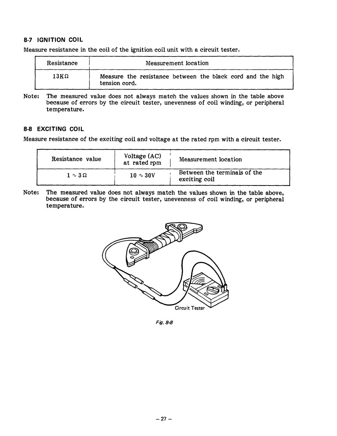 Subaru Robin Power Products R1200 service manual At rated rpm, Exciting coil 