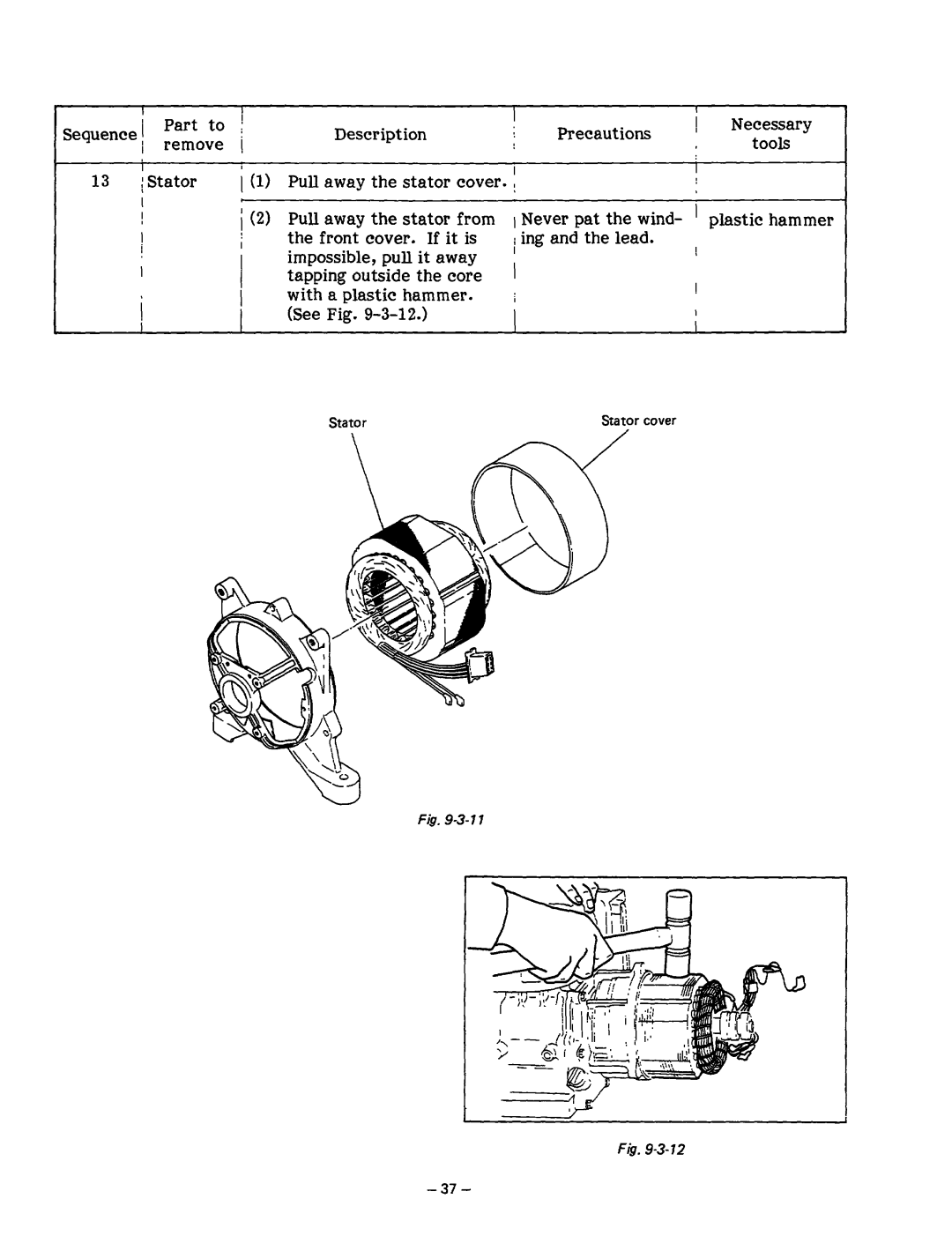 Subaru Robin Power Products R1200 SequenceI Rpearfito~~ Description, Pull away the stator cover, ’ plastic hammer 