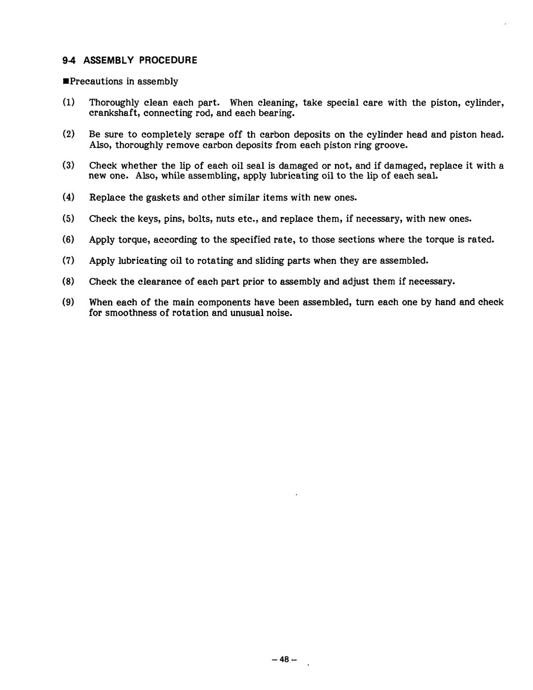 Subaru Robin Power Products R1200 service manual Assembly Procedure 