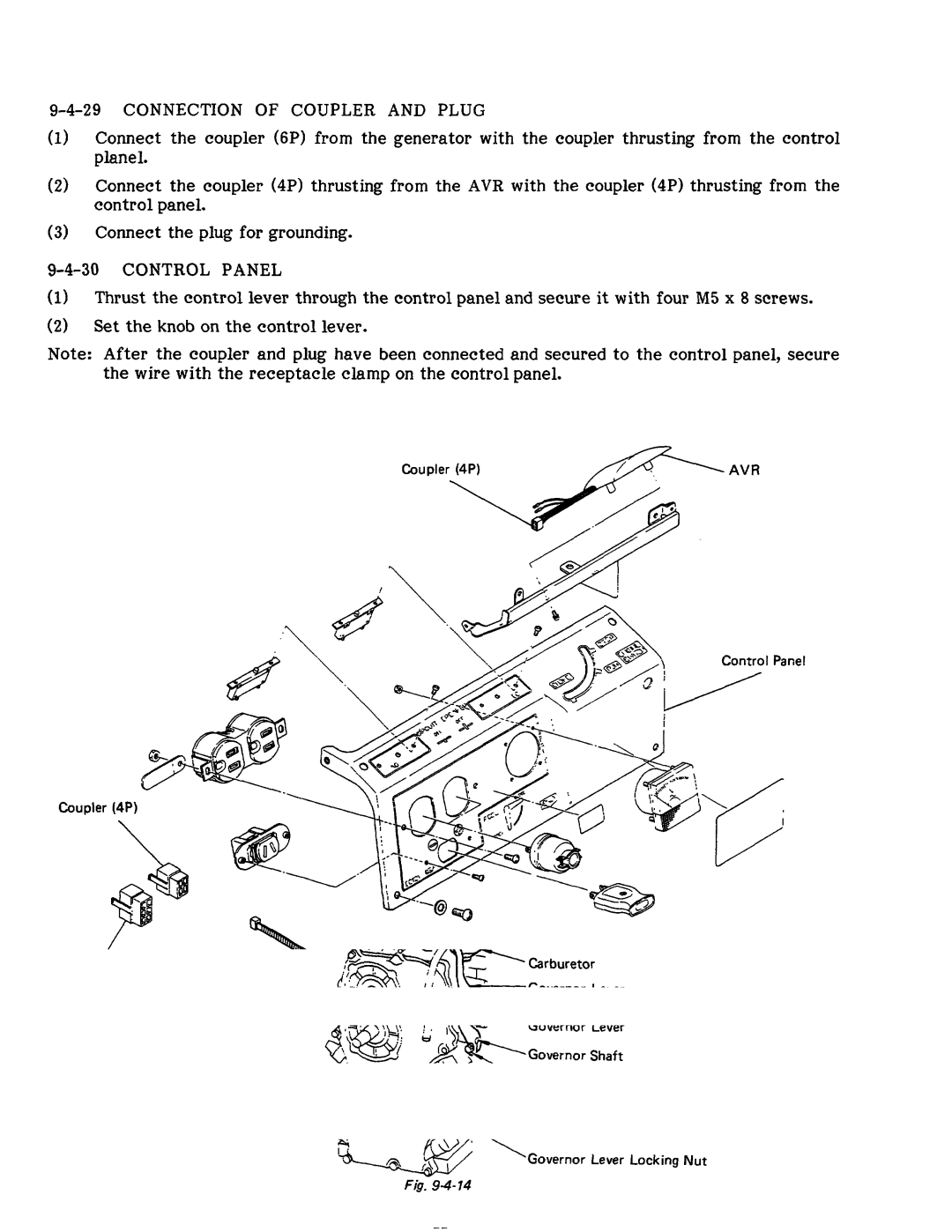 Subaru Robin Power Products R1200 service manual Connection of Coupler and Plug, Control Panel 