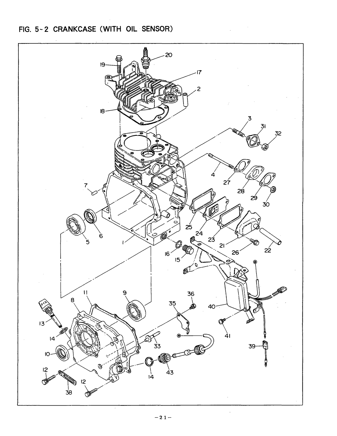 Subaru Robin Power Products R1210 manual Crankcase with OIL Sensor 