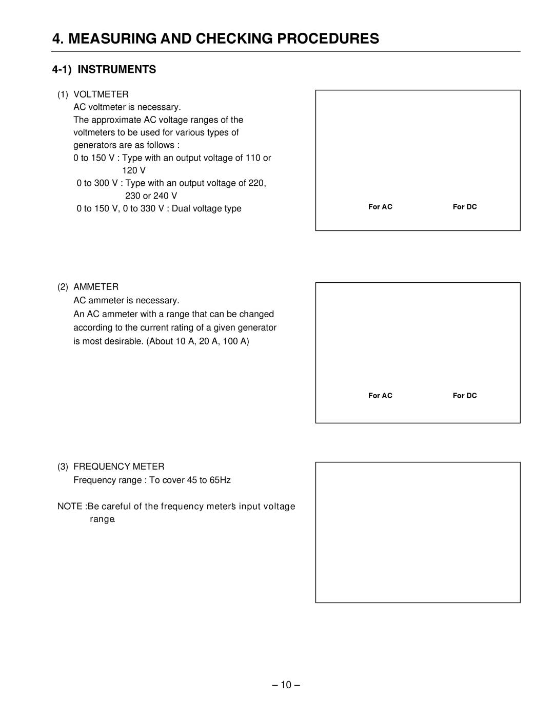 Subaru Robin Power Products R1700i service manual Measuring and Checking Procedures, Instruments 