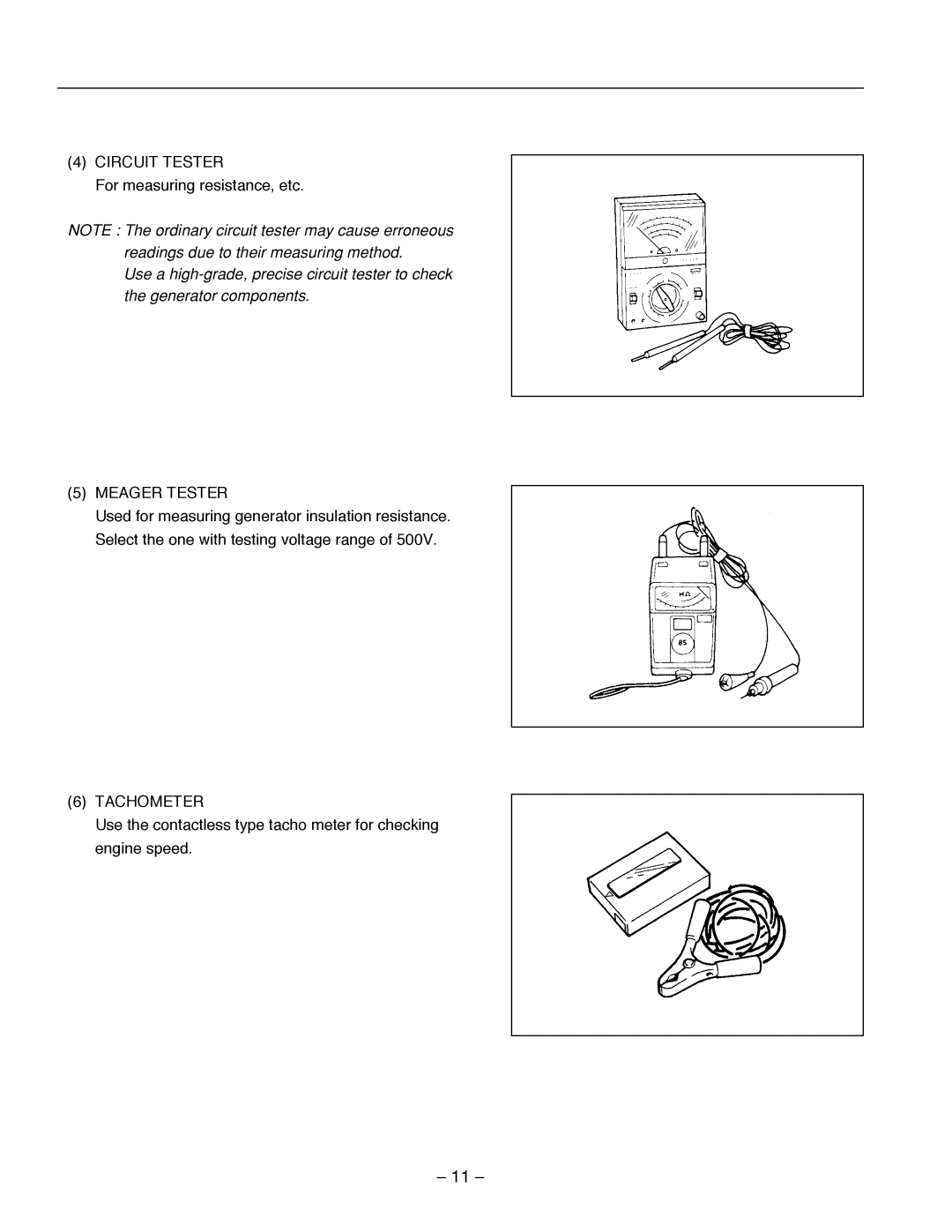 Subaru Robin Power Products R1700i service manual Circuit Tester 