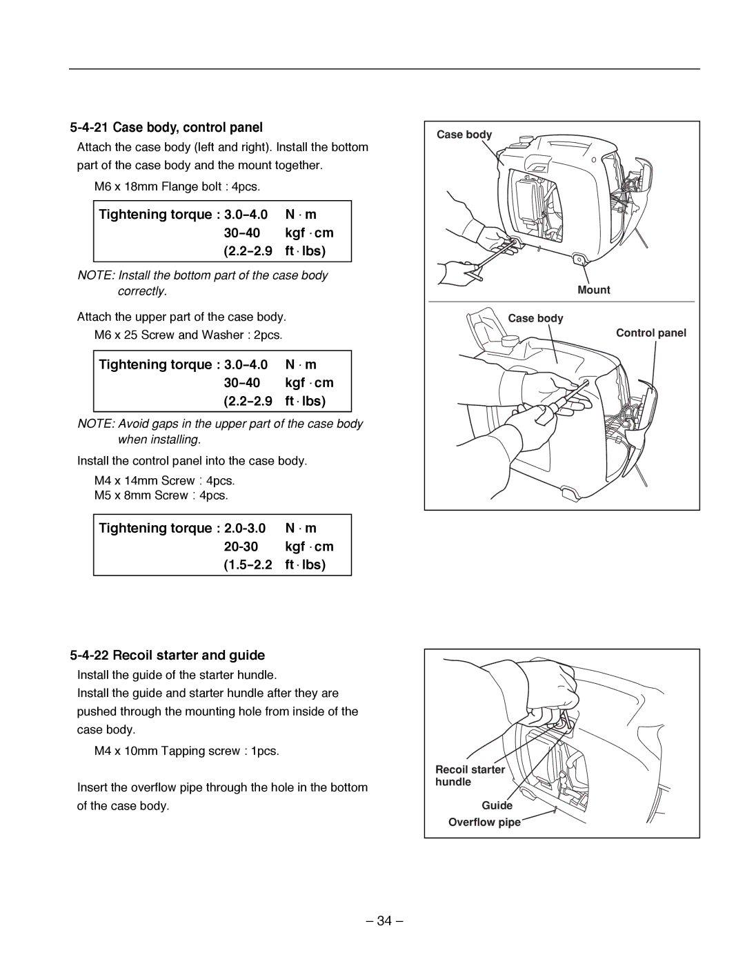 Subaru Robin Power Products R1700i service manual Case body, control panel 