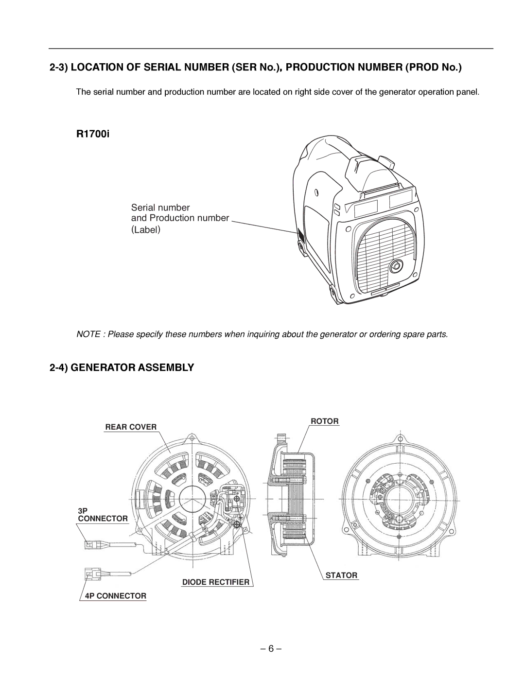 Subaru Robin Power Products R1700i service manual Generator Assembly 