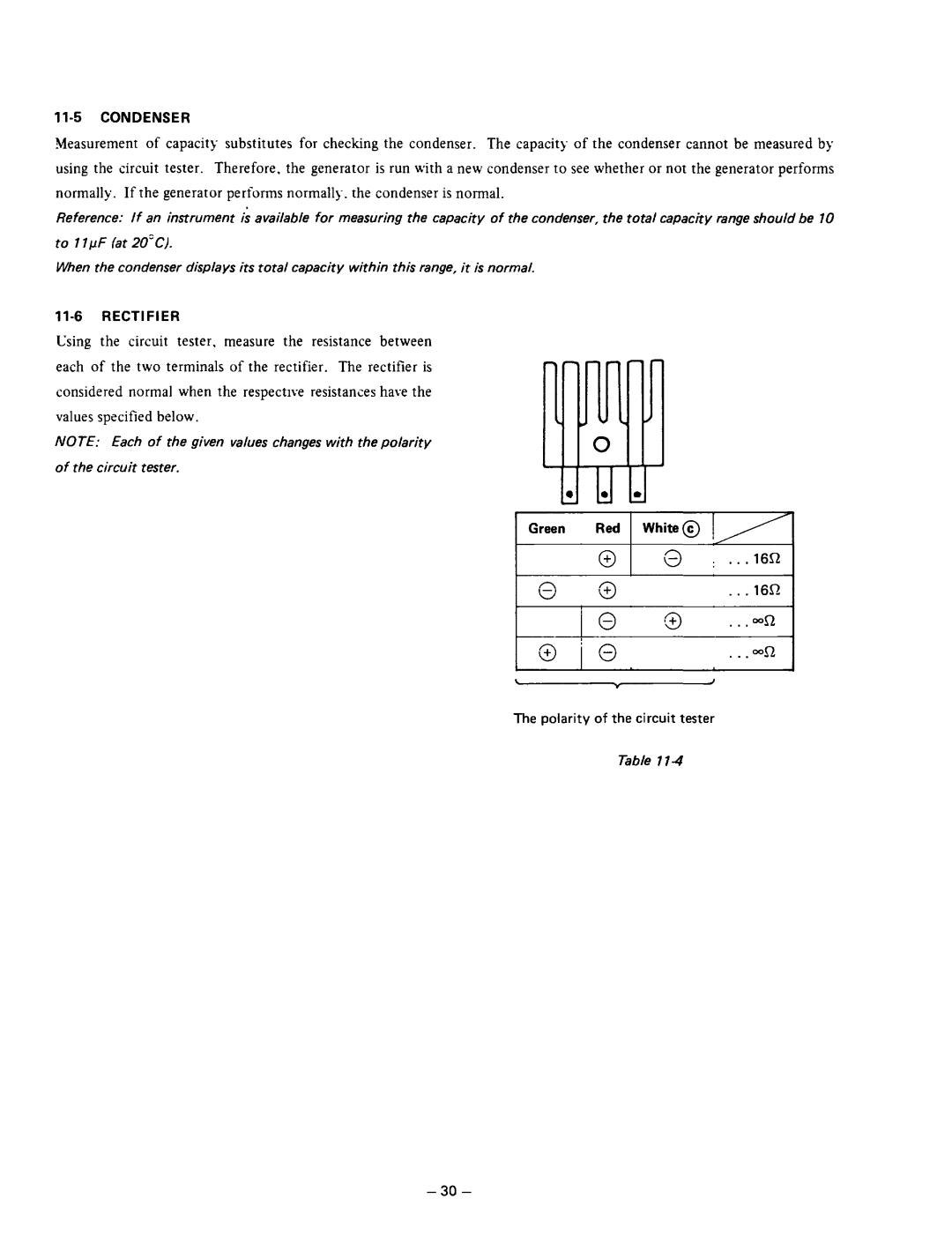 Subaru Robin Power Products R600 manual 11-5CONDENSER, 11-6RECTIFIER 