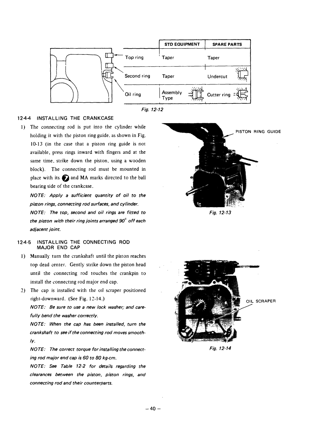 Subaru Robin Power Products R600 manual STD Equipment Spare Parts, Installing the Crankcase, Guide OIL Sciraper 