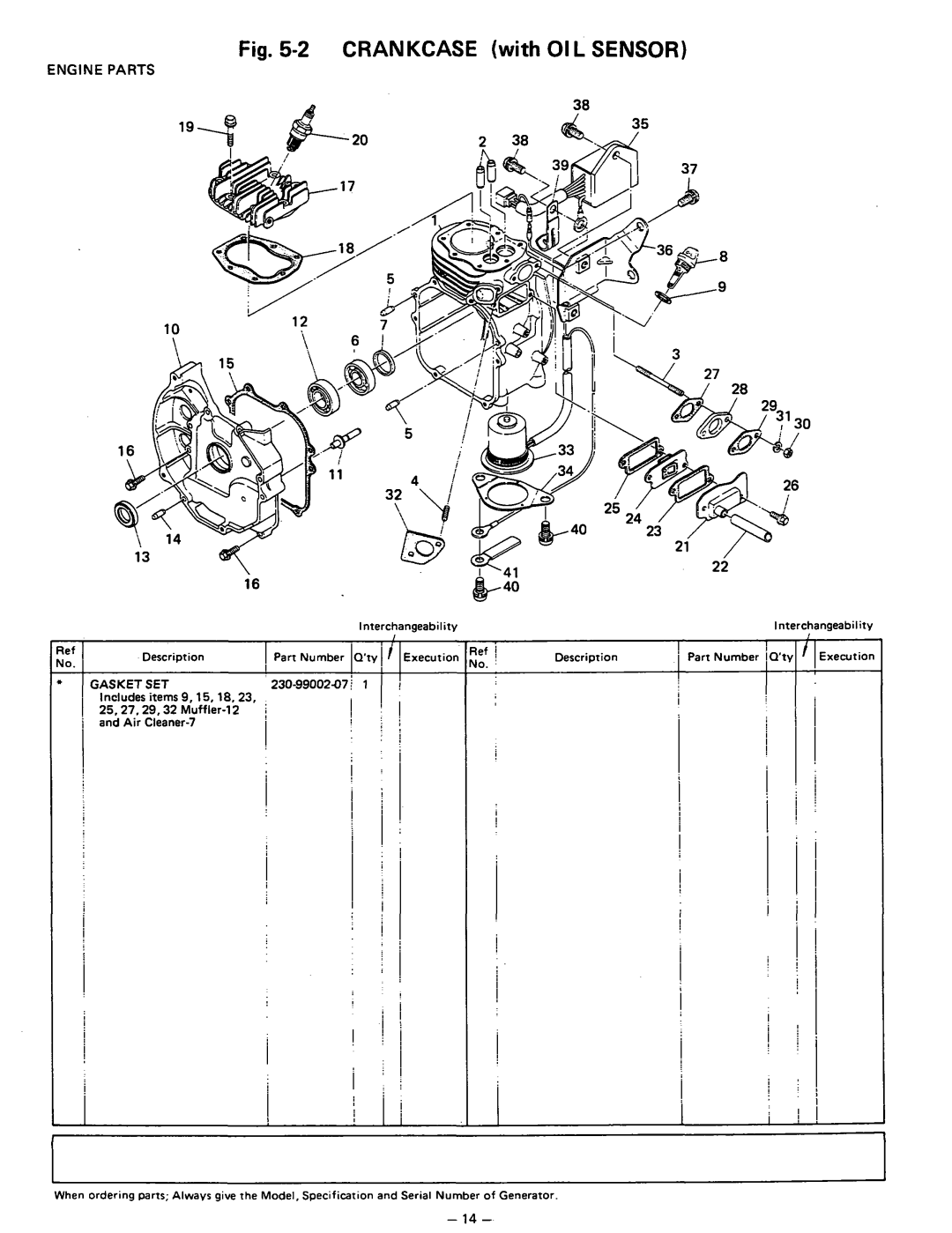 Subaru Robin Power Products R650 manual Crankcase with 01L Sensor 