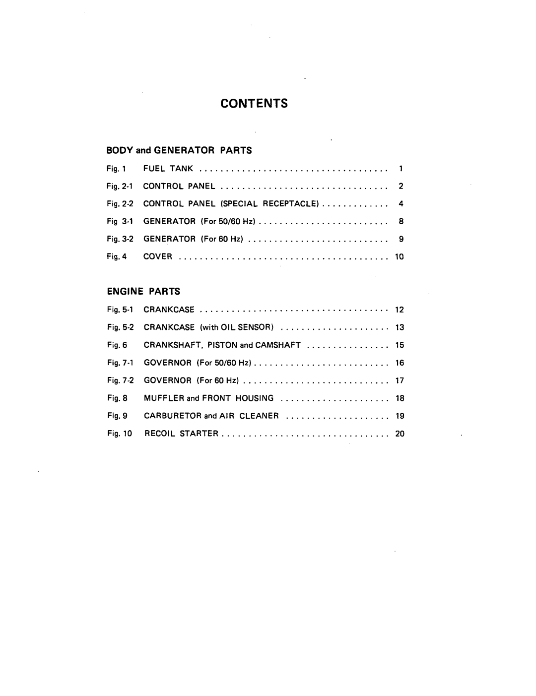 Subaru Robin Power Products R650 manual Contents 