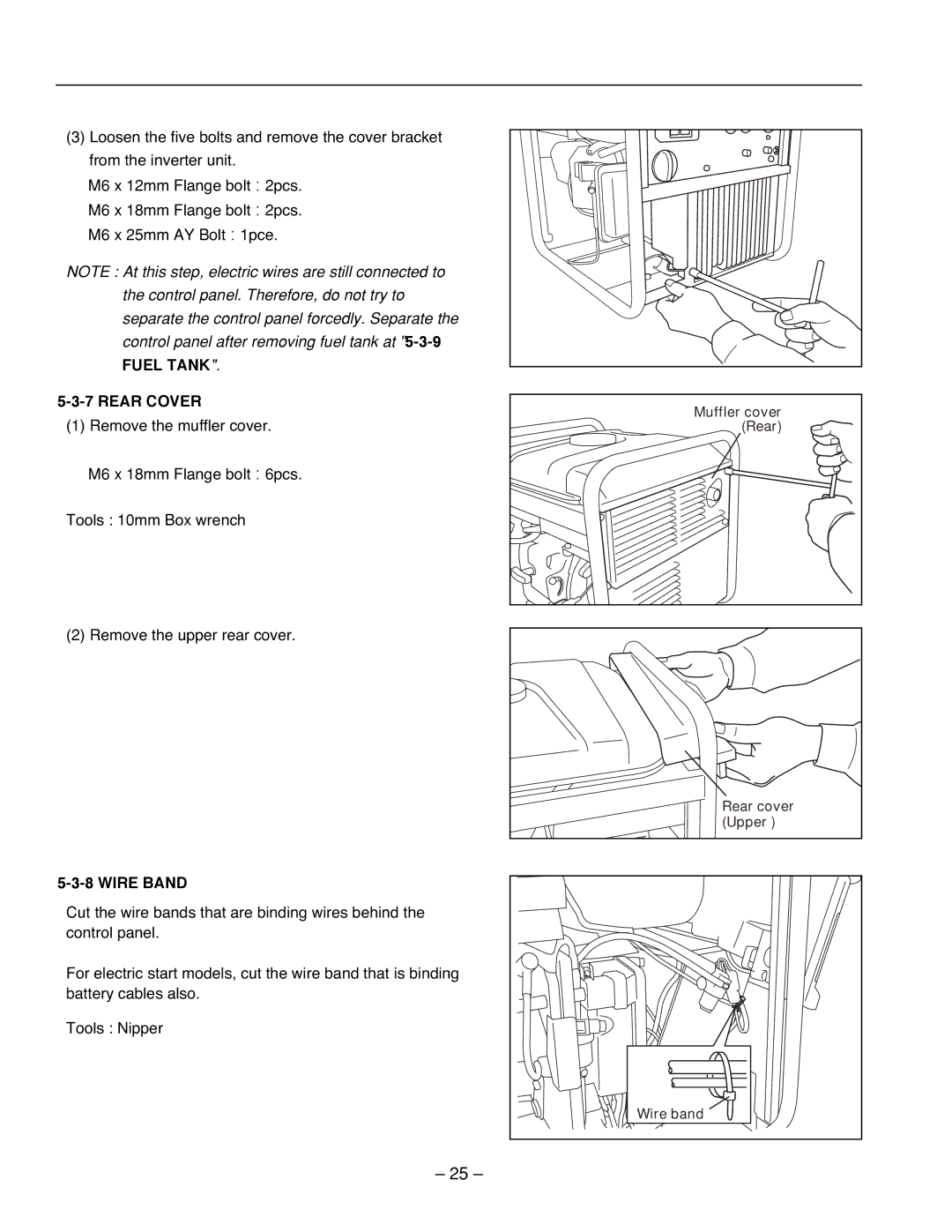 Subaru Robin Power Products RG2800IS, RG3200IS, RG4300IS service manual Rear Cover, Wire Band 