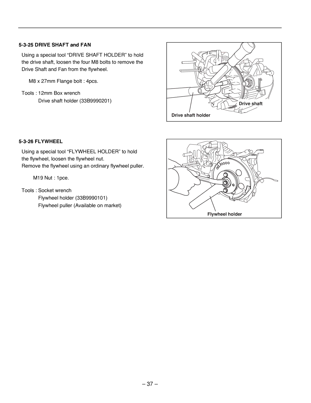 Subaru Robin Power Products RG2800IS, RG3200IS, RG4300IS service manual Drive Shaft and FAN, Flywheel 