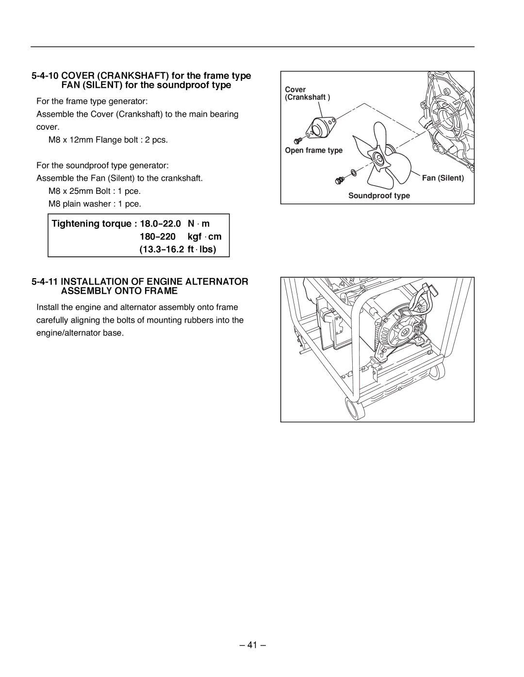 Subaru Robin Power Products RG4300I, RG3200IS, RG2800IS Installation of Engine Alternator Assembly Onto Frame 