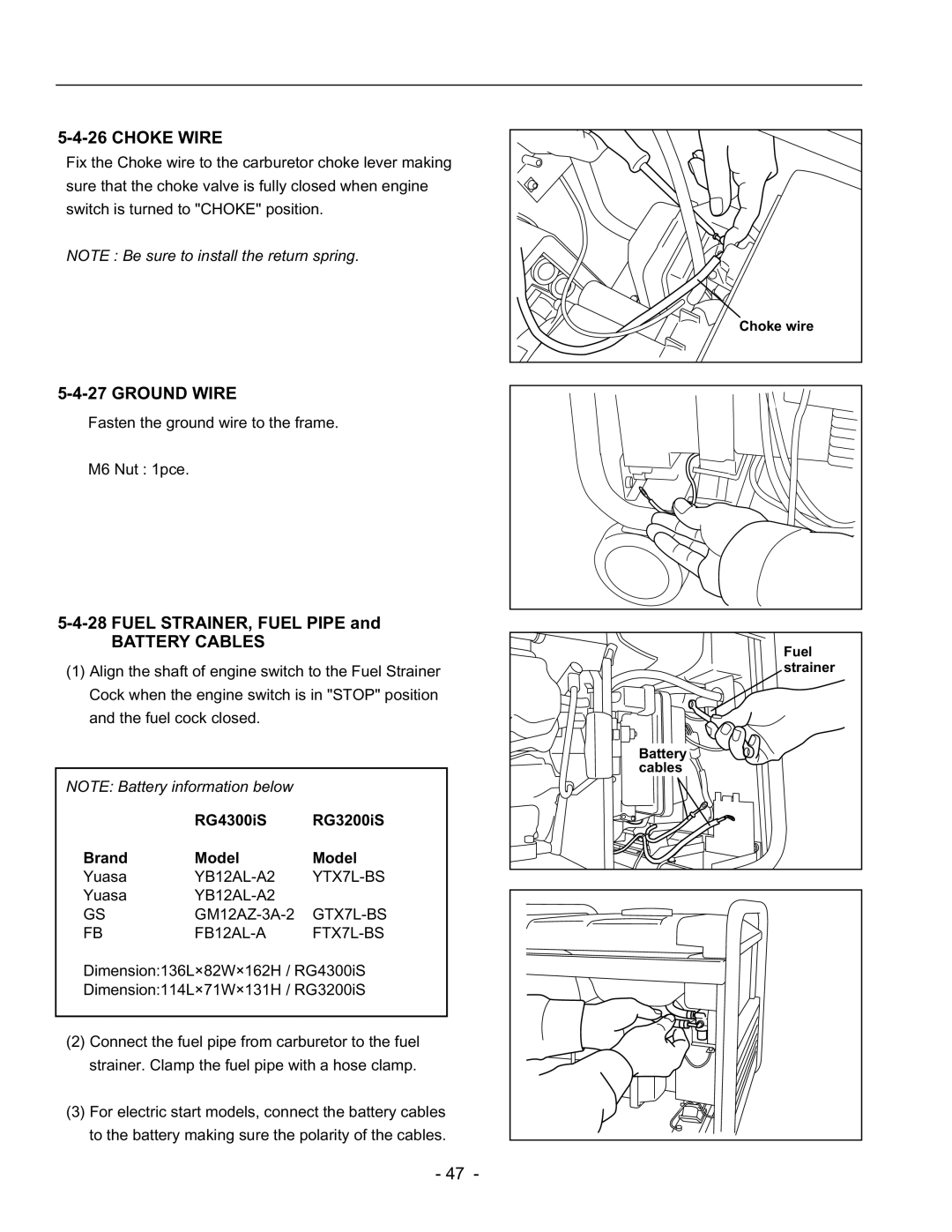 Subaru Robin Power Products RG3200IS, RG2800IS, RG4300IS service manual Ground Wire 