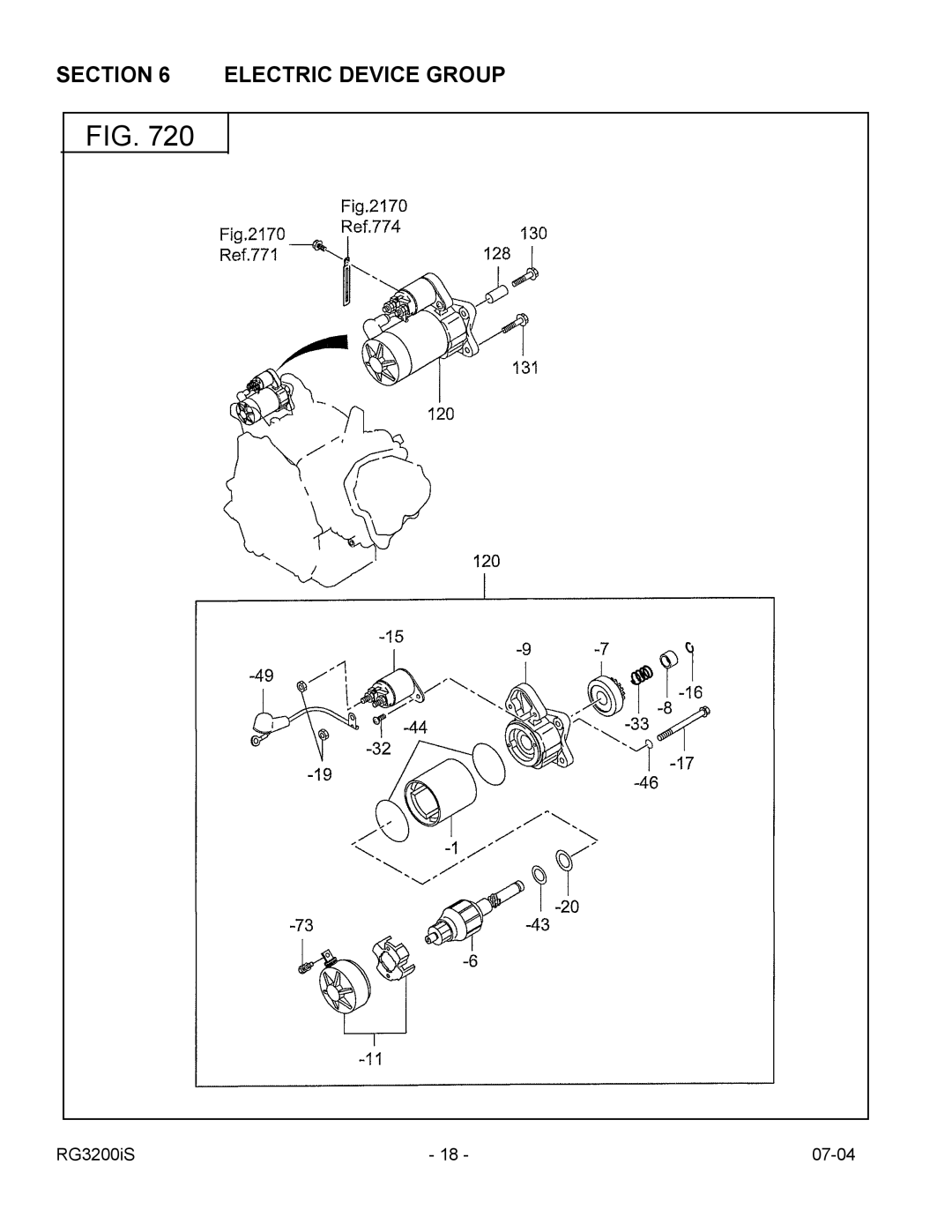 Subaru Robin Power Products RG3200IS manual Electric Device Group 