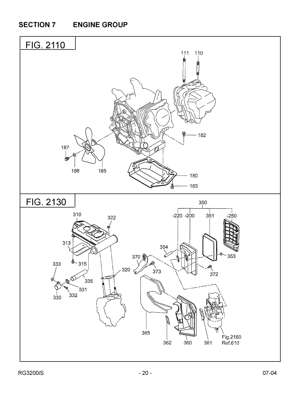 Subaru Robin Power Products RG3200IS manual Engine Group 