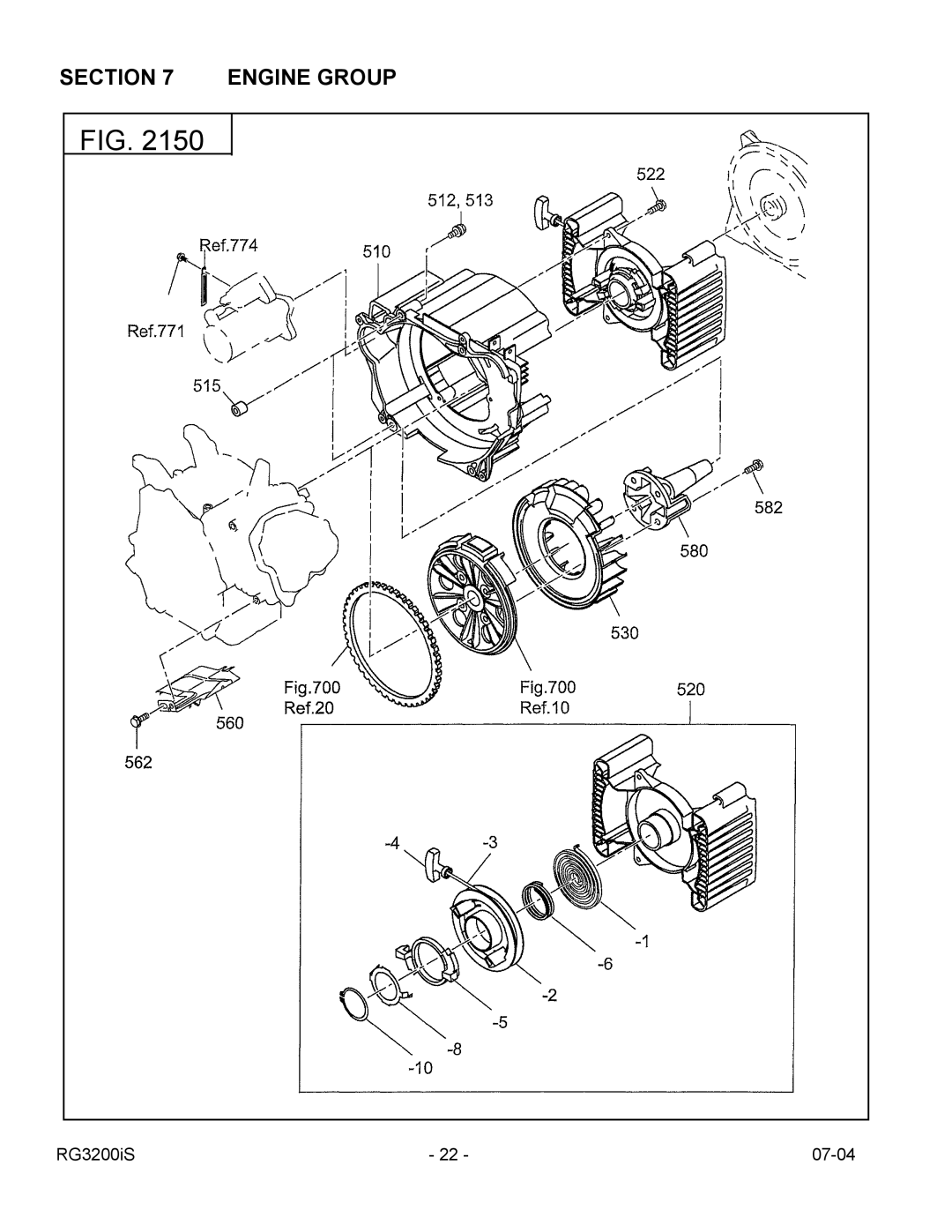 Subaru Robin Power Products RG3200IS manual Engine Group 