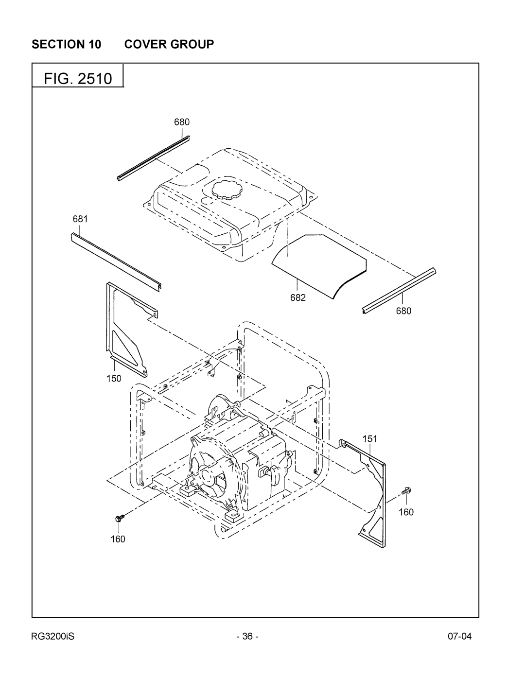 Subaru Robin Power Products RG3200IS manual Cover Group 