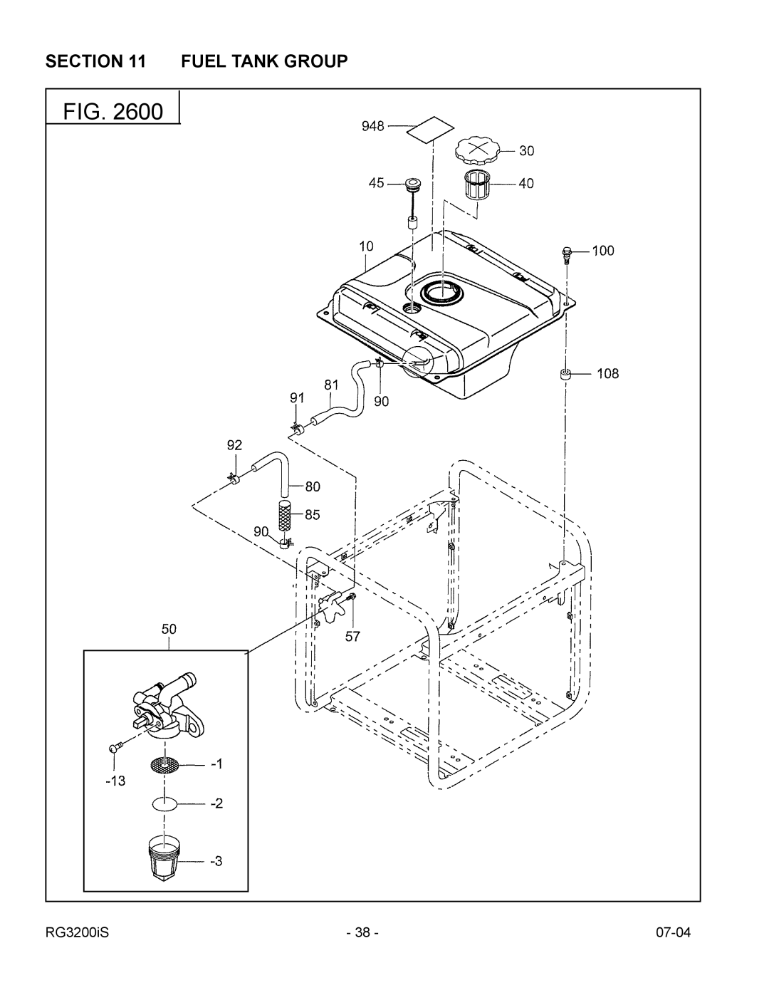 Subaru Robin Power Products RG3200IS manual Fuel Tank Group 