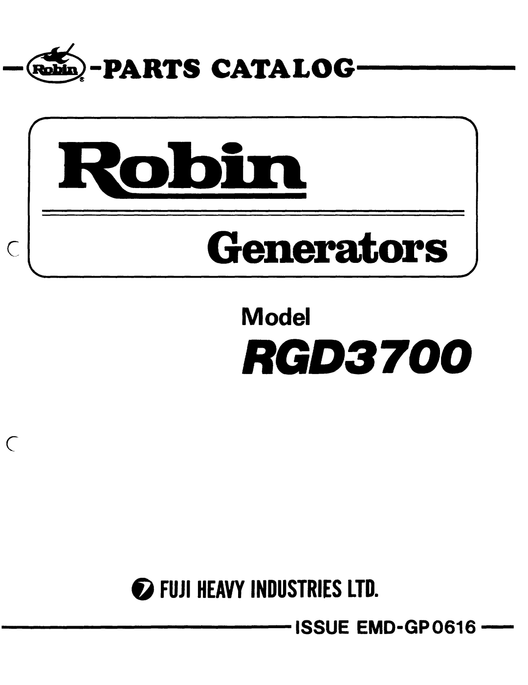 Subaru Robin Power Products RGD5000 manual RGD3700, c5-.-PARTSCATALOG, @ Fujiheavyindustriesltd, Model, Generafors 