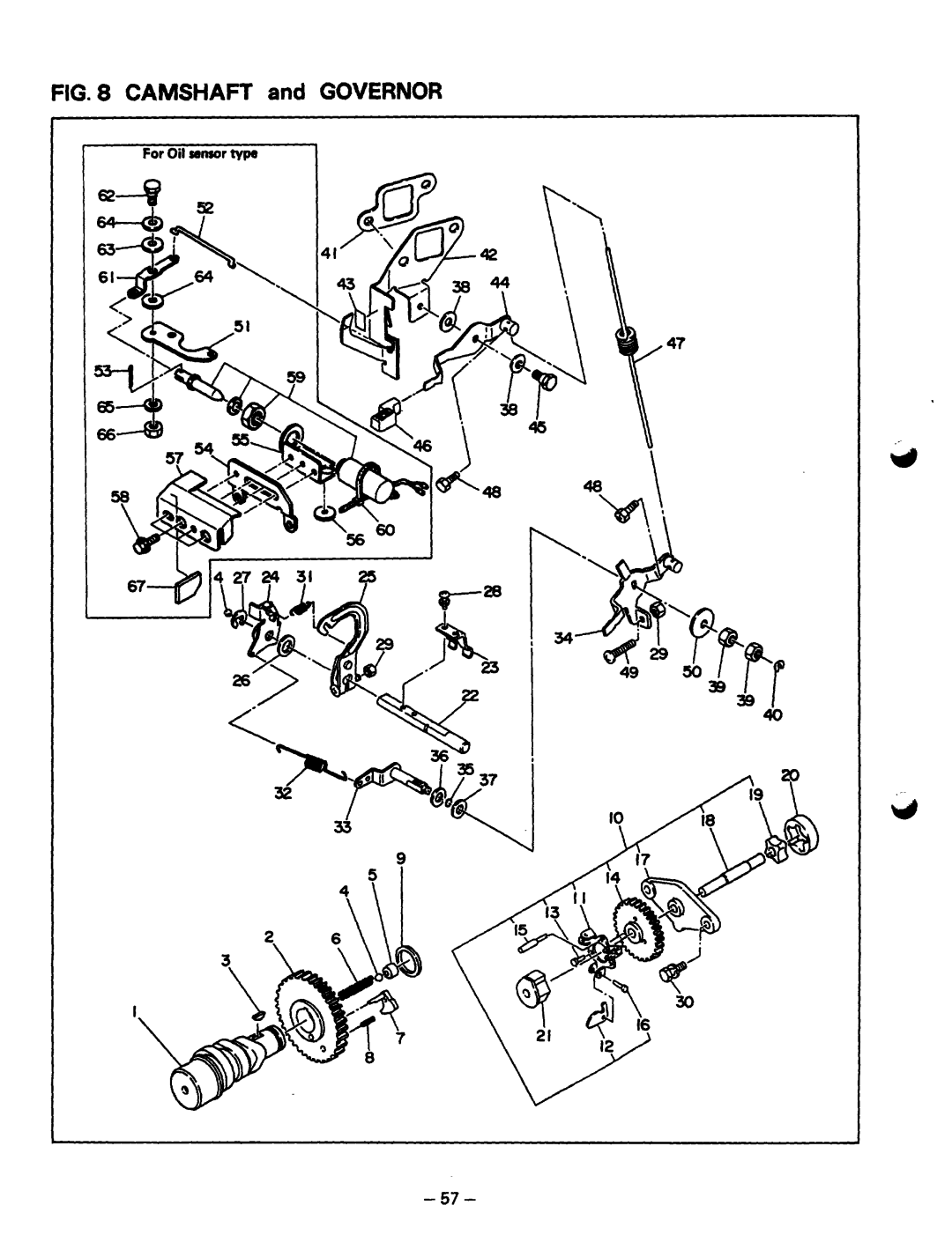 Subaru Robin Power Products RGD3700, RGD5000 manual Camshaft and Governor 