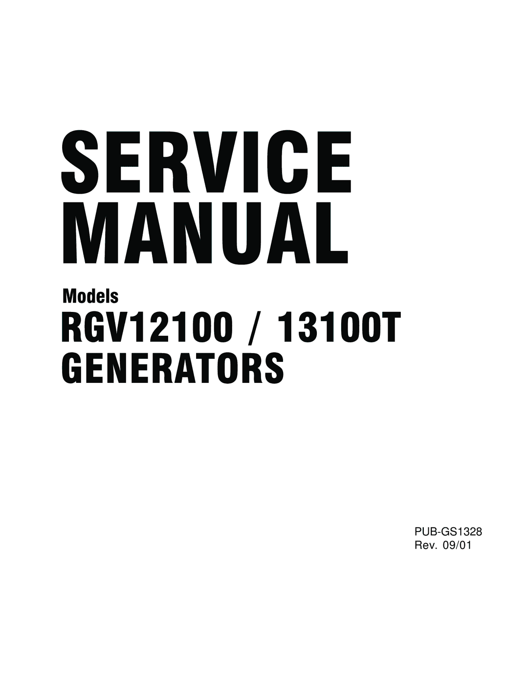 Subaru Robin Power Products 13100T, RGV12100 service manual Generators 