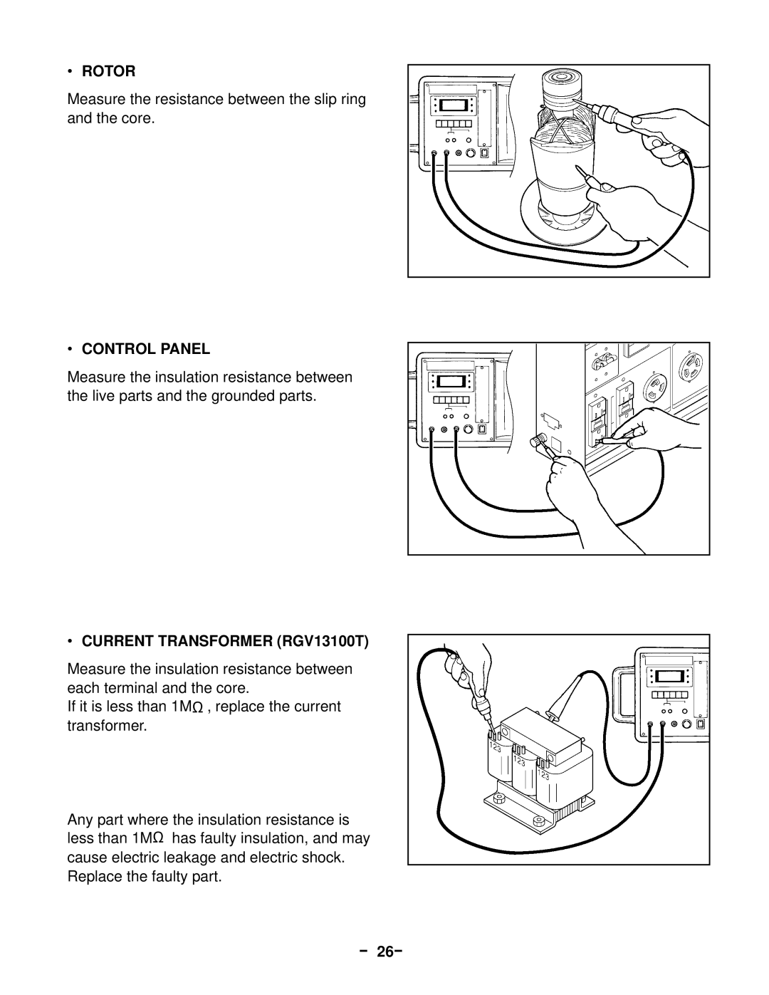 Subaru Robin Power Products RGV12100 service manual Rotor, Control Panel, Current Transformer RGV13100T, － 26－ 