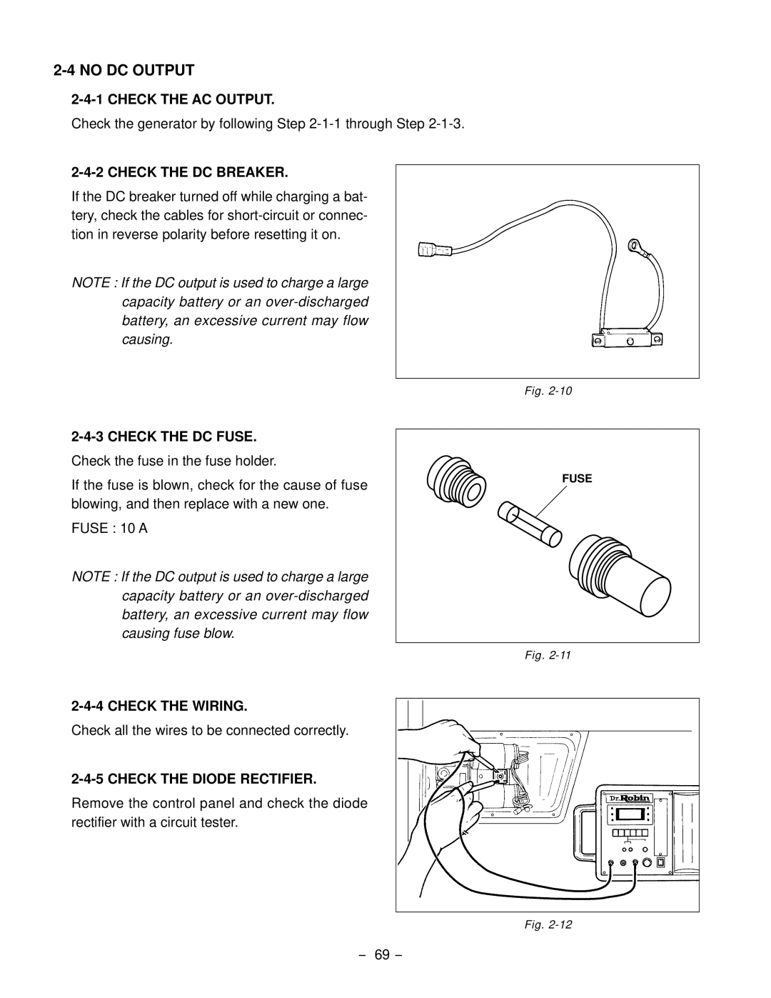 Subaru Robin Power Products RGV6100, RGV4100 service manual No DC Output 