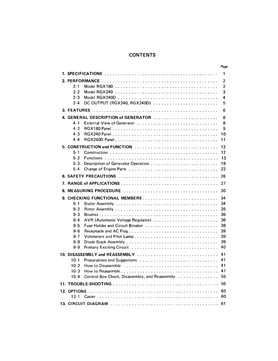 Subaru Robin Power Products RGX180, RGX240D manual Circuit Diagram, Safety, Members 