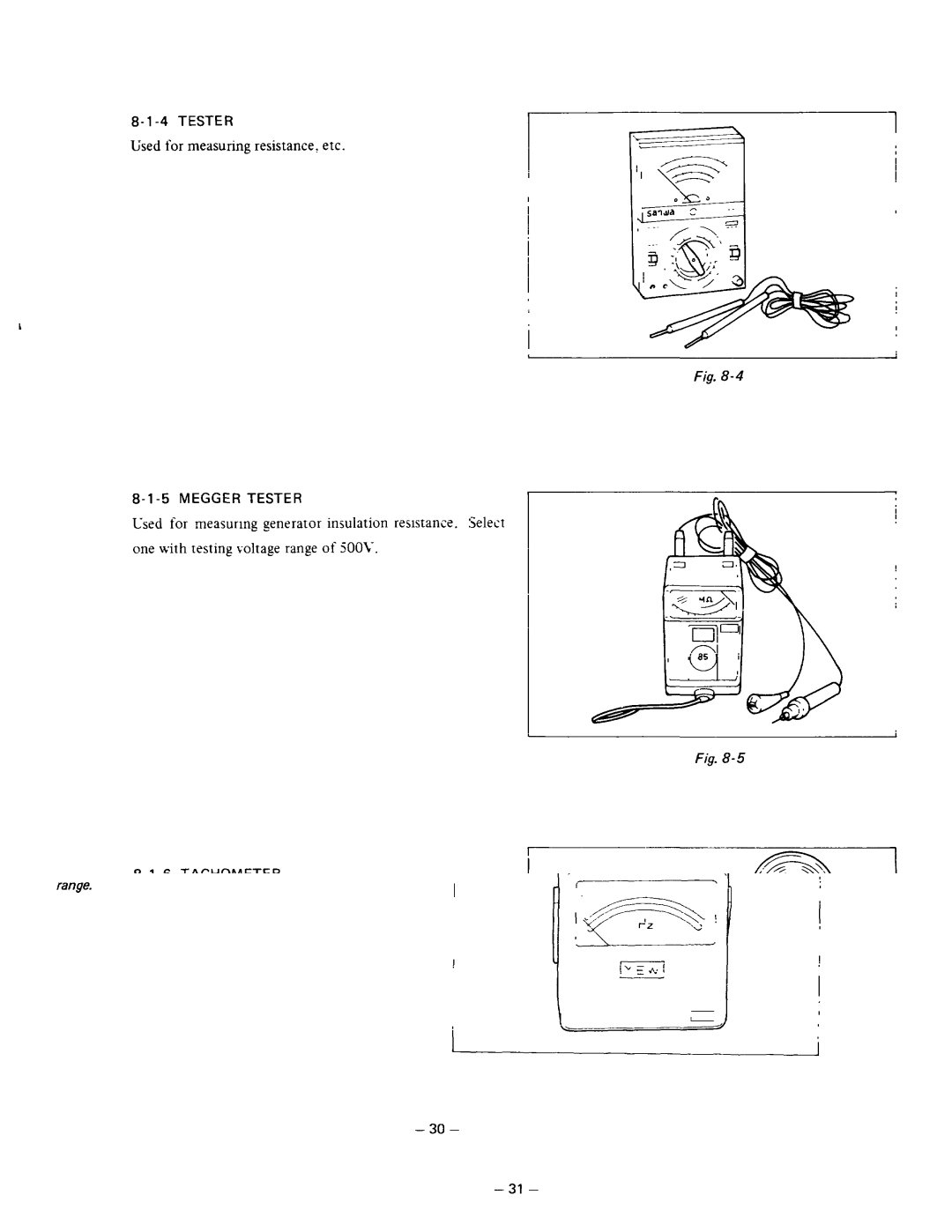 Subaru Robin Power Products RGX180, RGX240D manual Used for measuring resistance, etc 