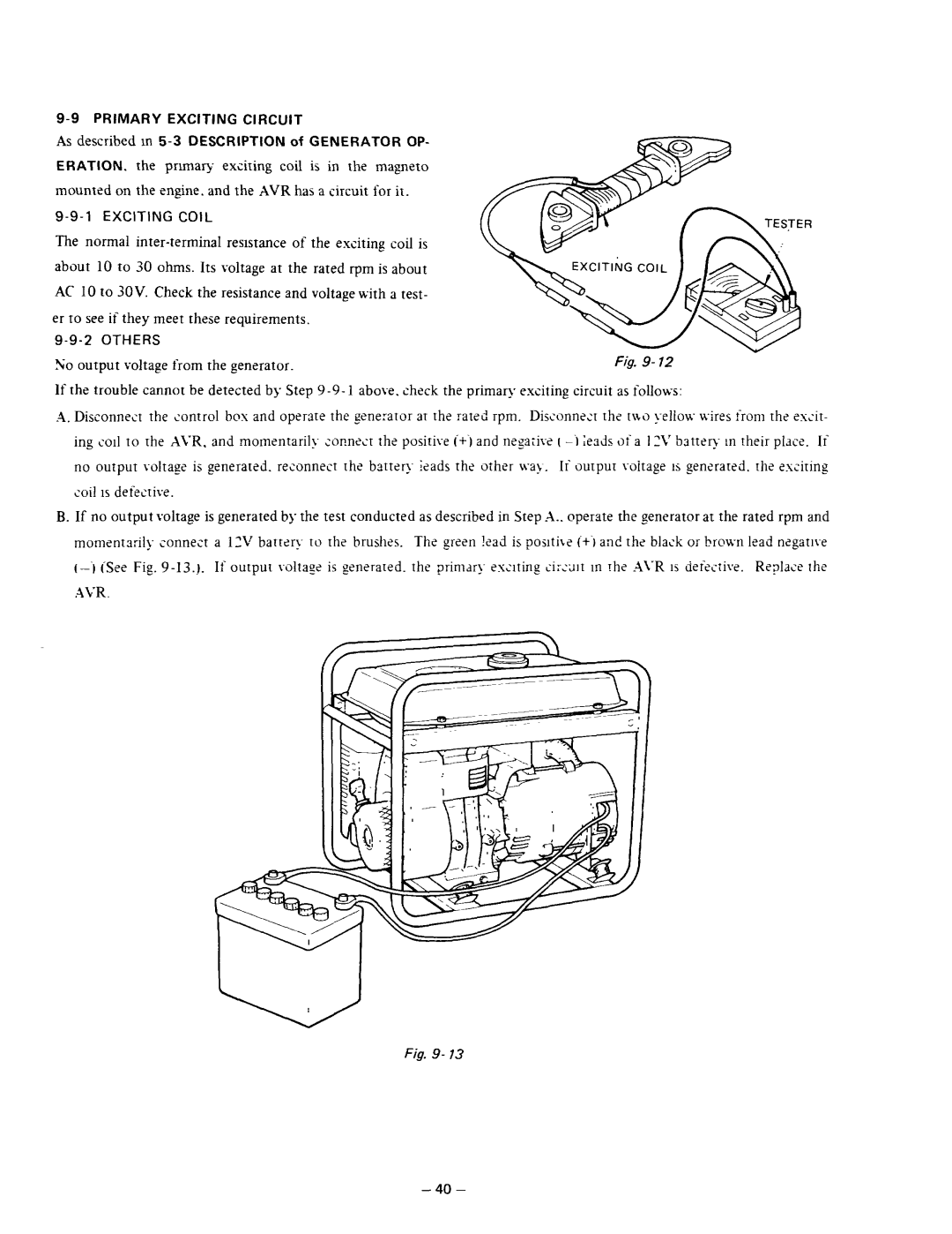 Subaru Robin Power Products RGX180, RGX240D Avr, Primary Exciting Circuit, As described m 5-3 Description of Generator OP 