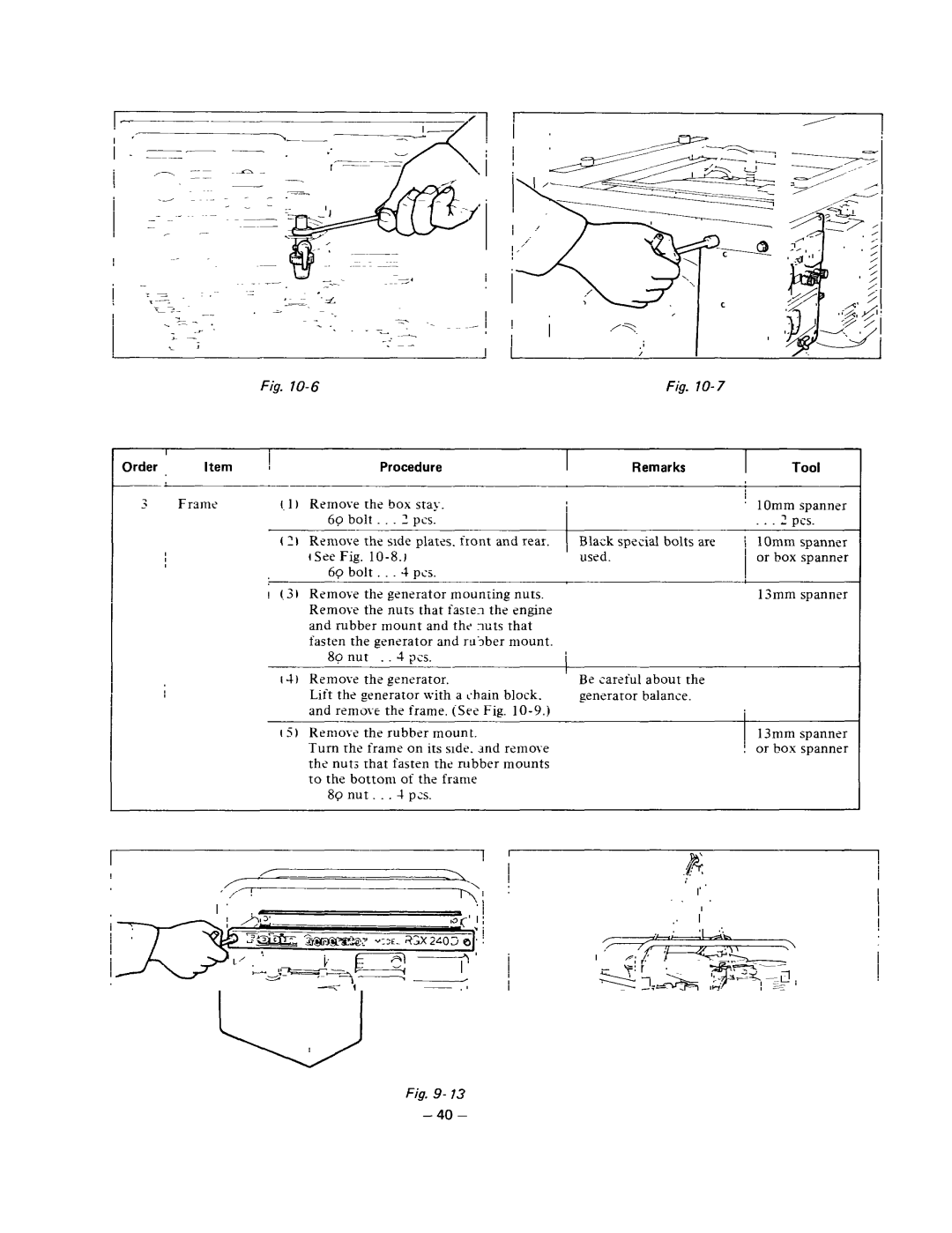 Subaru Robin Power Products RGX180, RGX240D Order, Remarks Tool Frame Remove ths box sTa, 8g nut Pcs Remove, Rrmov2 Thr 