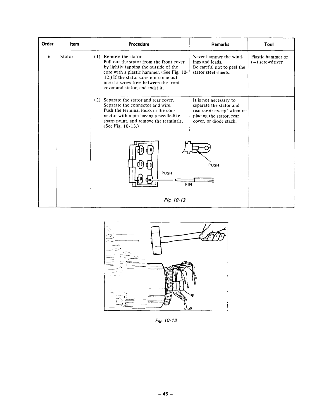 Subaru Robin Power Products RGX240 If the stator does not come out, Insert a screwdrive betaeen the front, See Fig. lo 