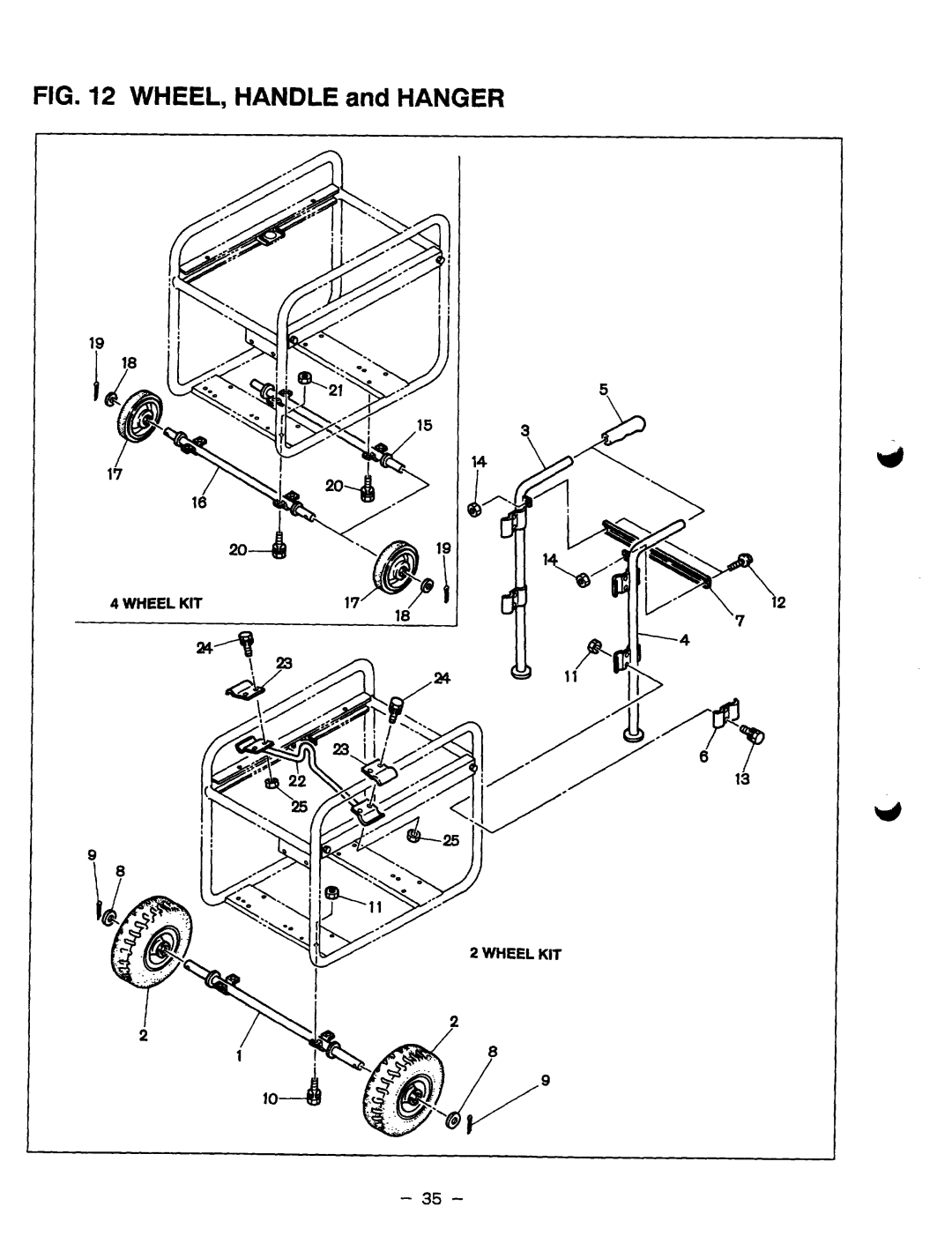 Subaru Robin Power Products RGXl810, RGX2410, RGX5510, RGX1810 manual WHEEL, Handle and Hanger, Wheel KIT 