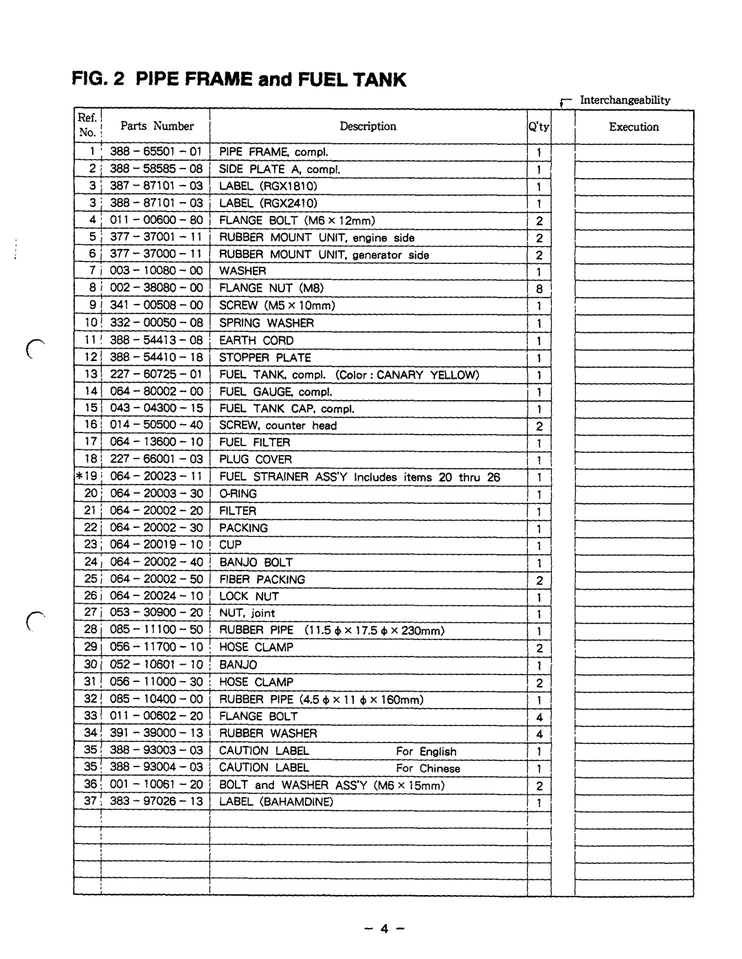 Subaru Robin Power Products RGX1810 Mount Unit, Flange NUT, Earth Cord, Fuel Filter, Plug Cover, Fuel Strainer, Ring 