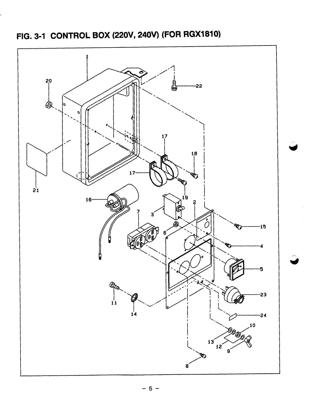 Subaru Robin Power Products RGX2410, RGX5510, RGXl810 manual Control BOX 22OV, 24OV for RGX1810 