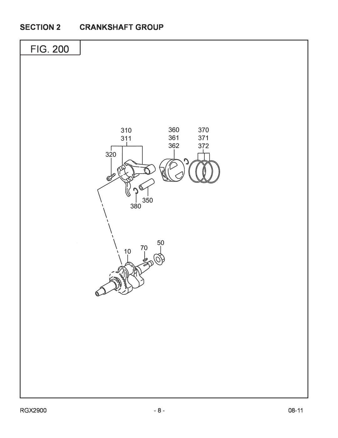 Subaru Robin Power Products RGX2900 manual Crankshaft Group, Fig, 08-11 