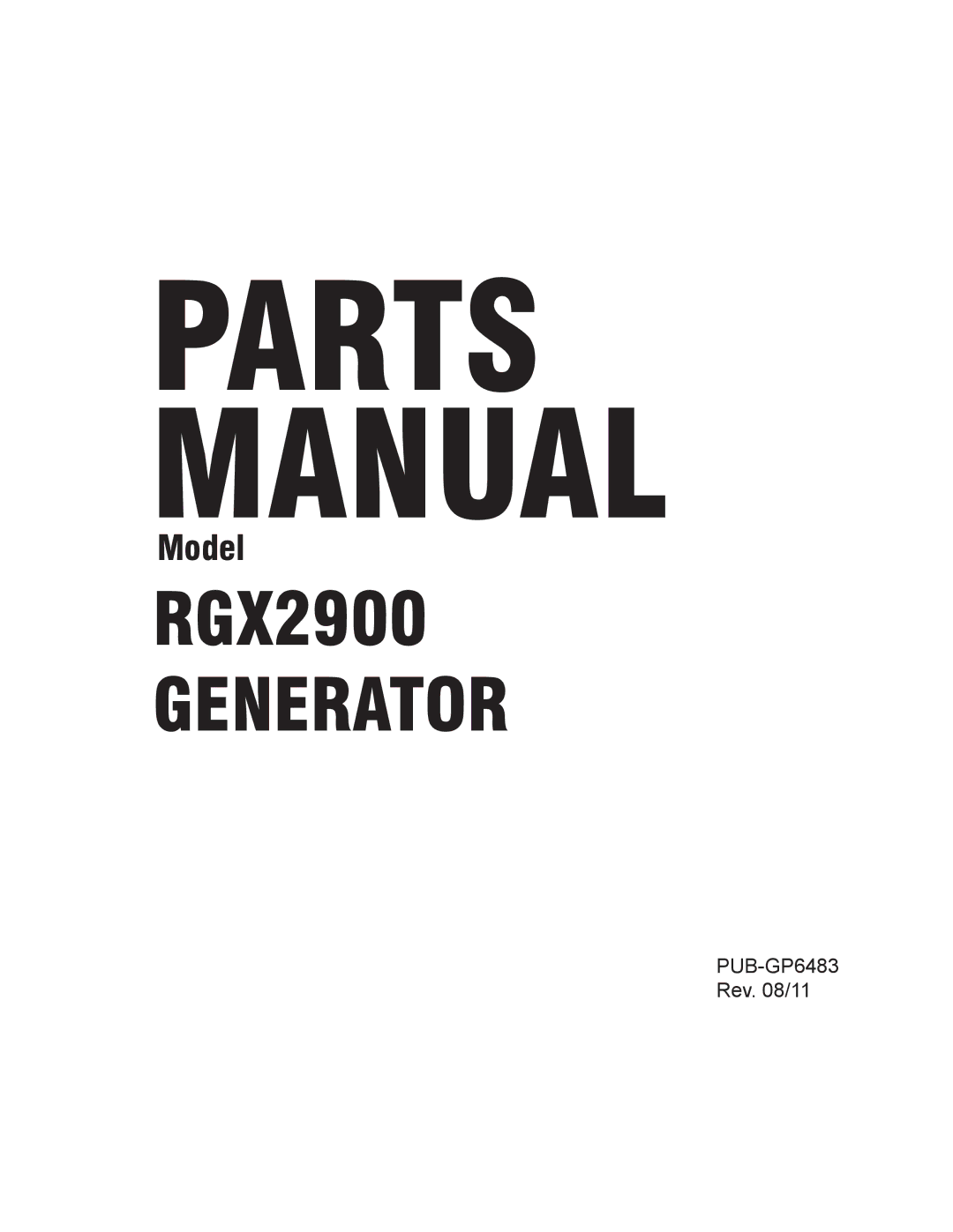 Subaru Robin Power Products RGX2900 manual Parts Manual 