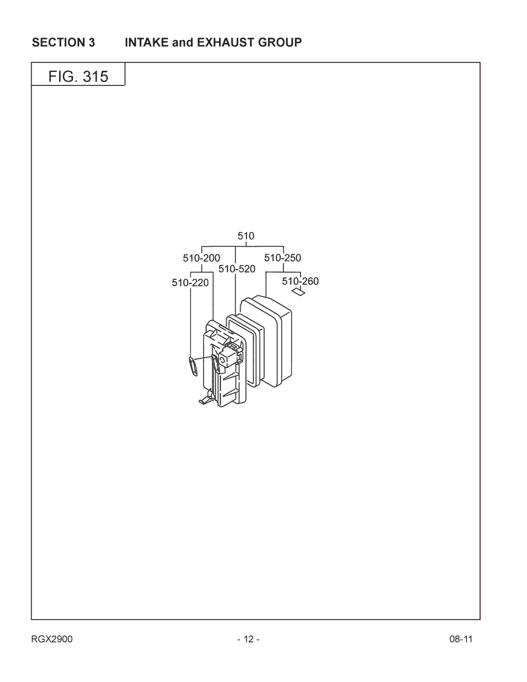 Subaru Robin Power Products RGX2900 manual Intake and Exhaust Group 