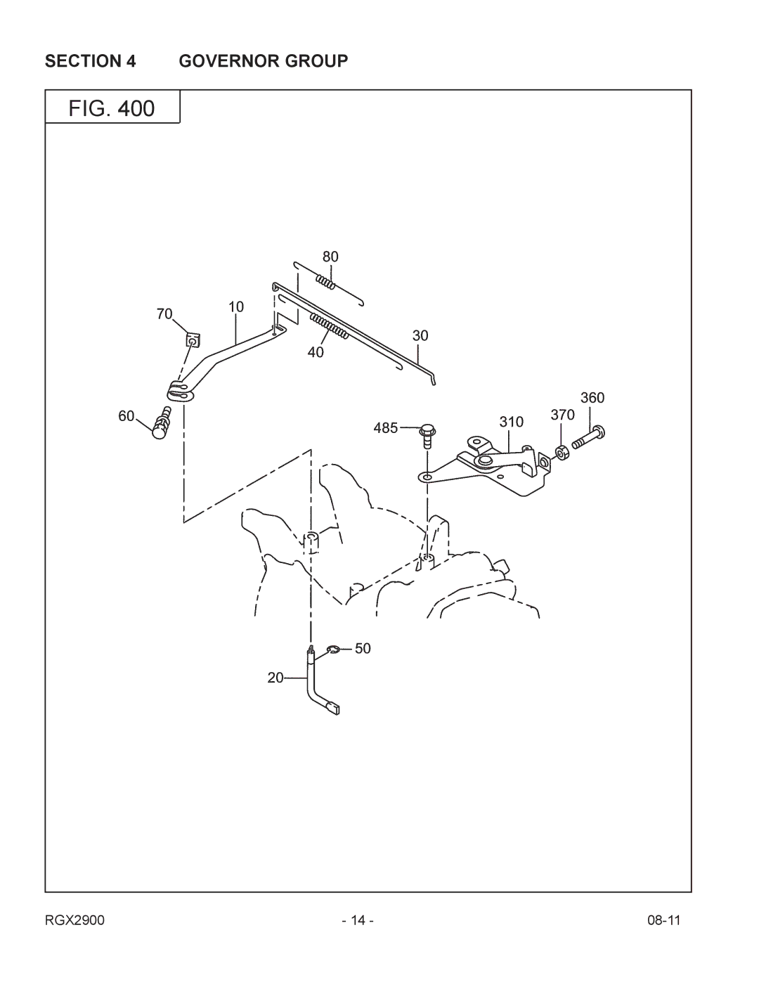 Subaru Robin Power Products RGX2900 manual Governor Group 