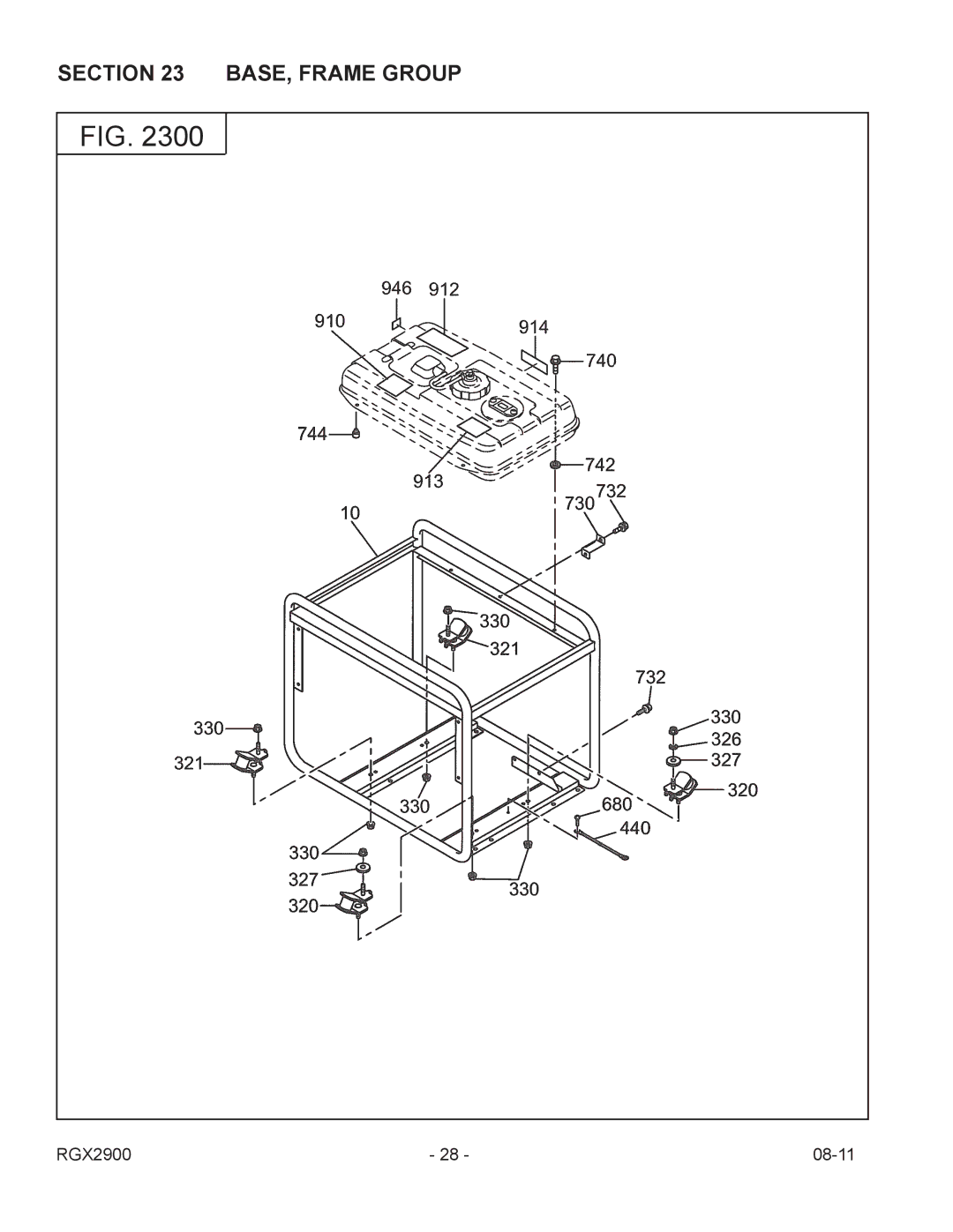 Subaru Robin Power Products RGX2900 manual BASE, Frame Group 