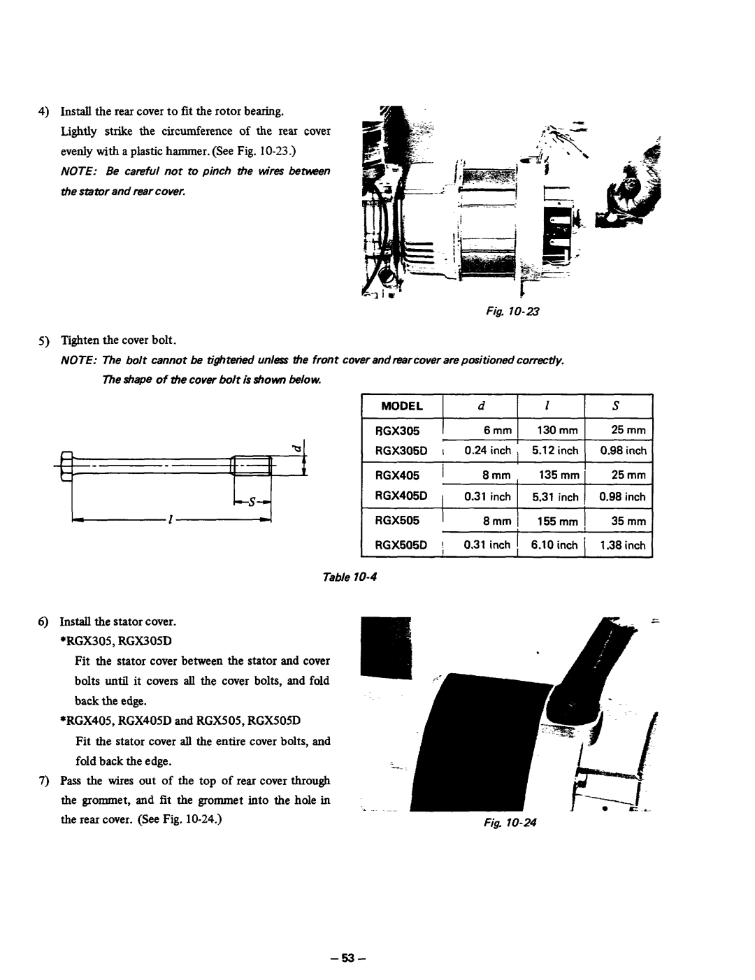 Subaru Robin Power Products RGX405, RGX405D manual Tighten the cover bolt, RGX305 